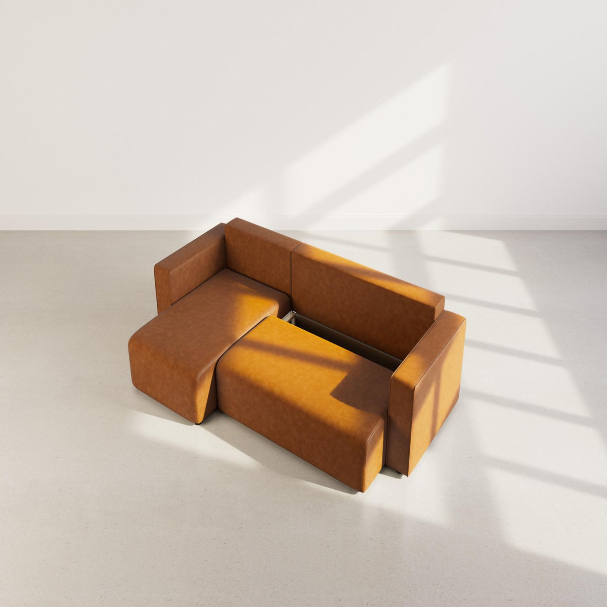 BEST MOBILIER Topaze - canapé d'angle réversible 4 places convertible avec coffre en simili