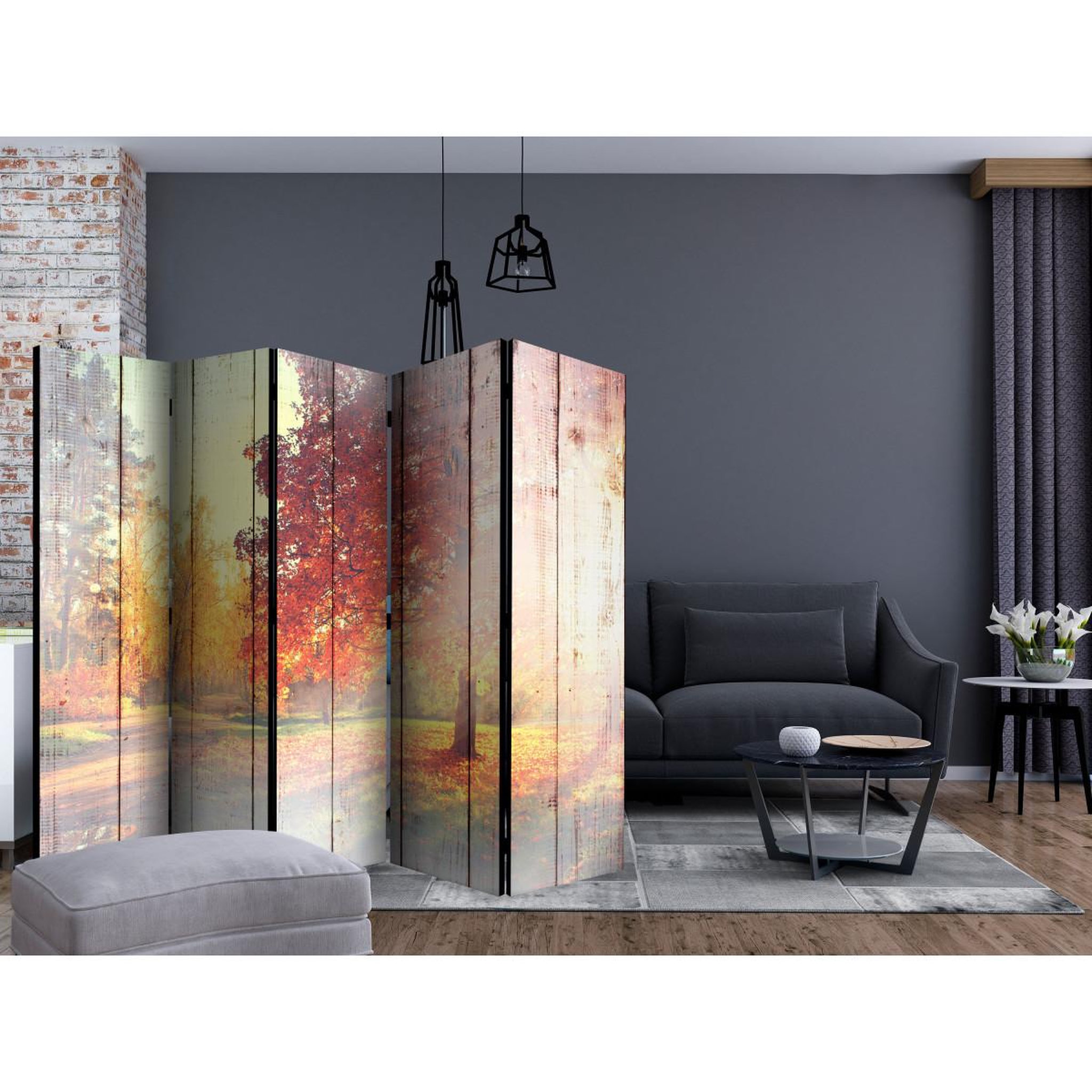 Voir la diapositive 2 : Paris Prix Paravent 5 volets  autumn sun  172x225cm