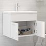 Voir la diapositive 3 : VIDAXL Armoire d'evier avec lavabo integre Blanc Agglomere