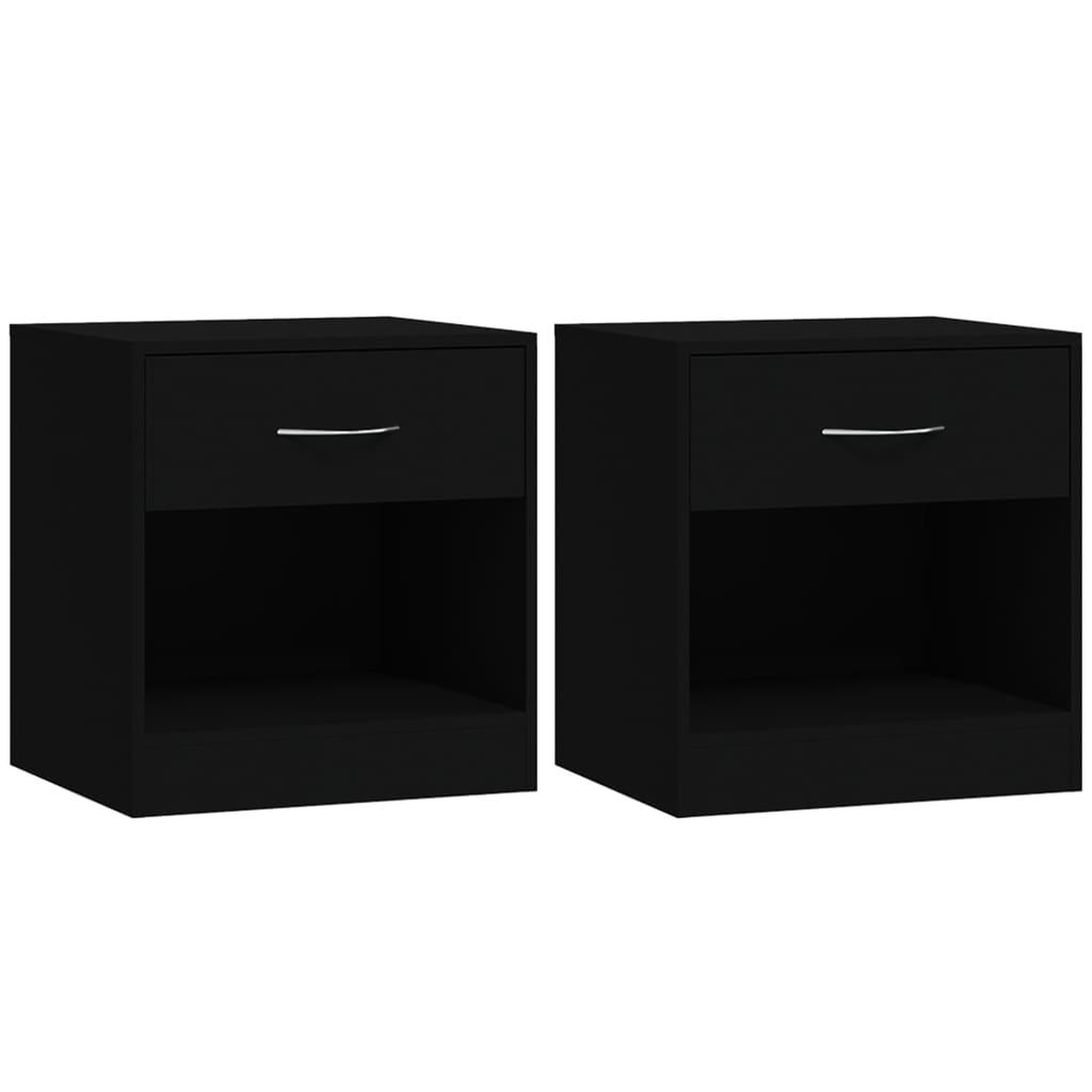 Voir la diapositive 2 : VIDAXL Tables de chevet 2 pcs avec tiroir Noir