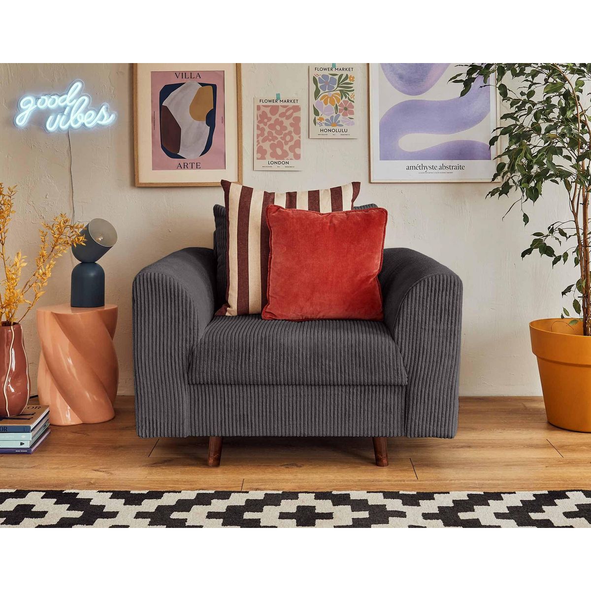 LISA DESIGN Rune - fauteuil - en velours côtelé