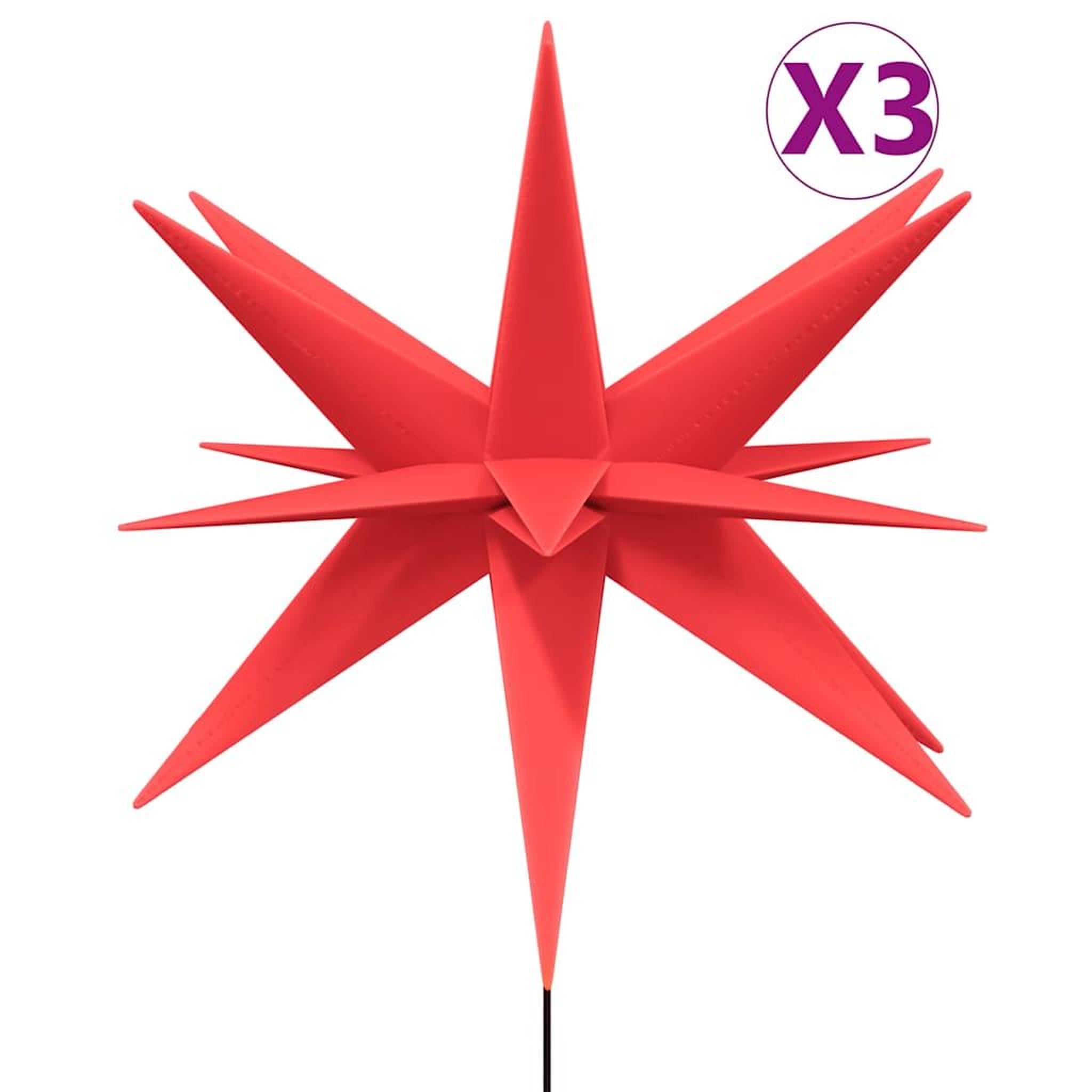 Voir la diapositive 2 : VIDAXL Lumieres de Noël avec piquets 3 pcs LED pliable rouge 35 cm