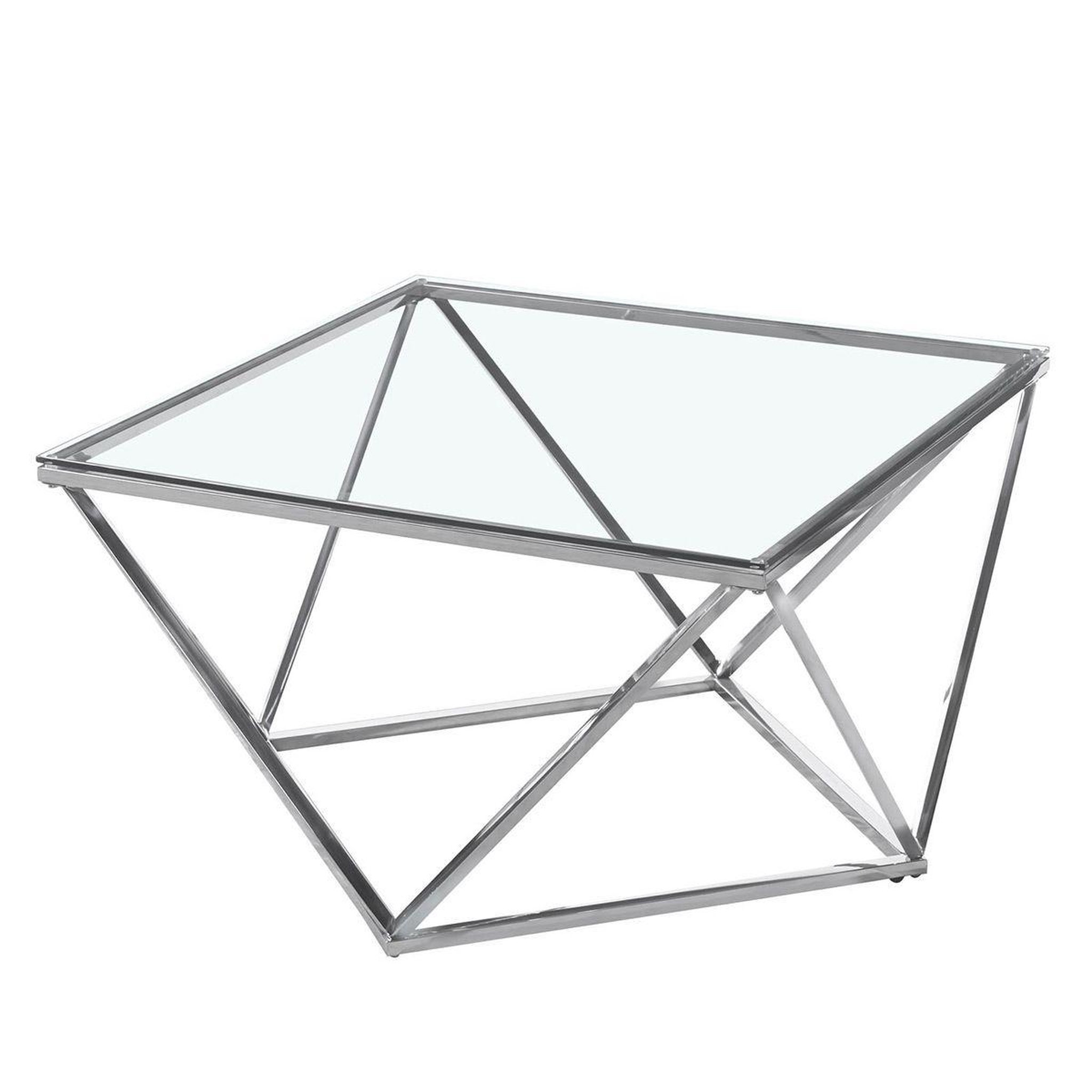 Voir la diapositive 2 : Paris Prix Table Basse Design en Verre  Lora  80cm Argent