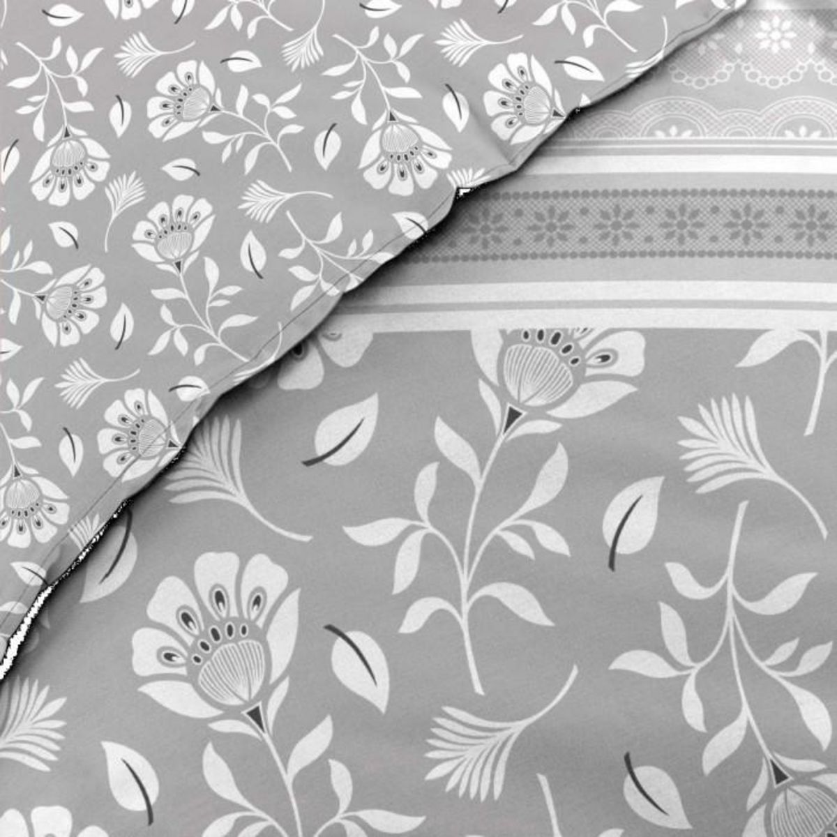 Paris Prix Parure de Lit 3 Pièces  Flavie  240x220cm Gris