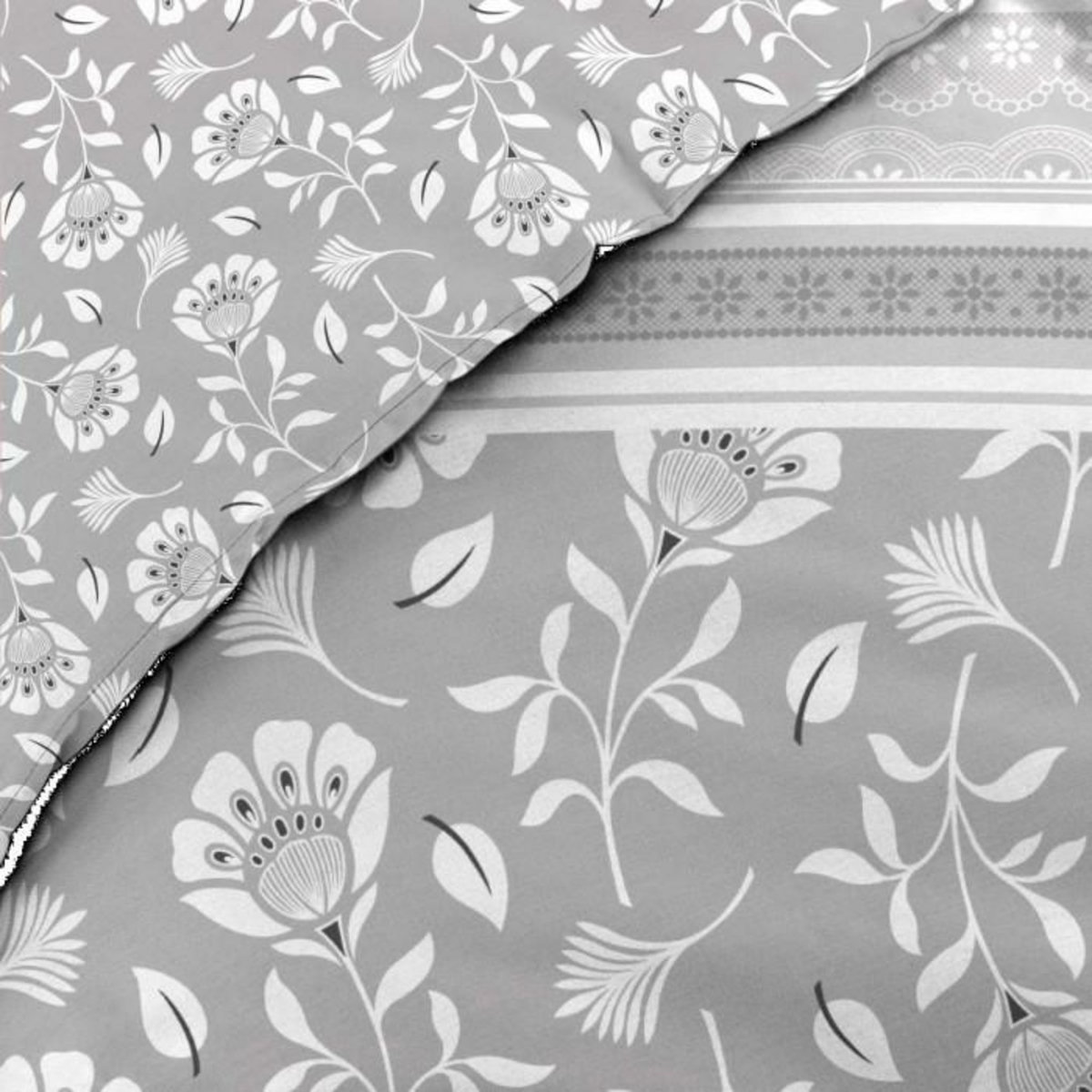 Paris Prix Parure de Lit 3 Pièces  Flavie  240x220cm Gris