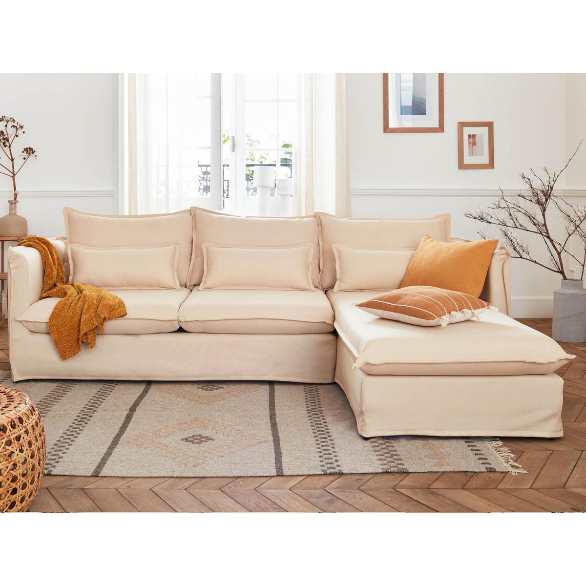 LISA DESIGN Adriann - canapé d'angle droit fixe - 4 places - en tissu déhoussable