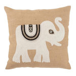 Paris Prix Coussin Déco Jute  Eléphant  45x45cm Beige & Blanc