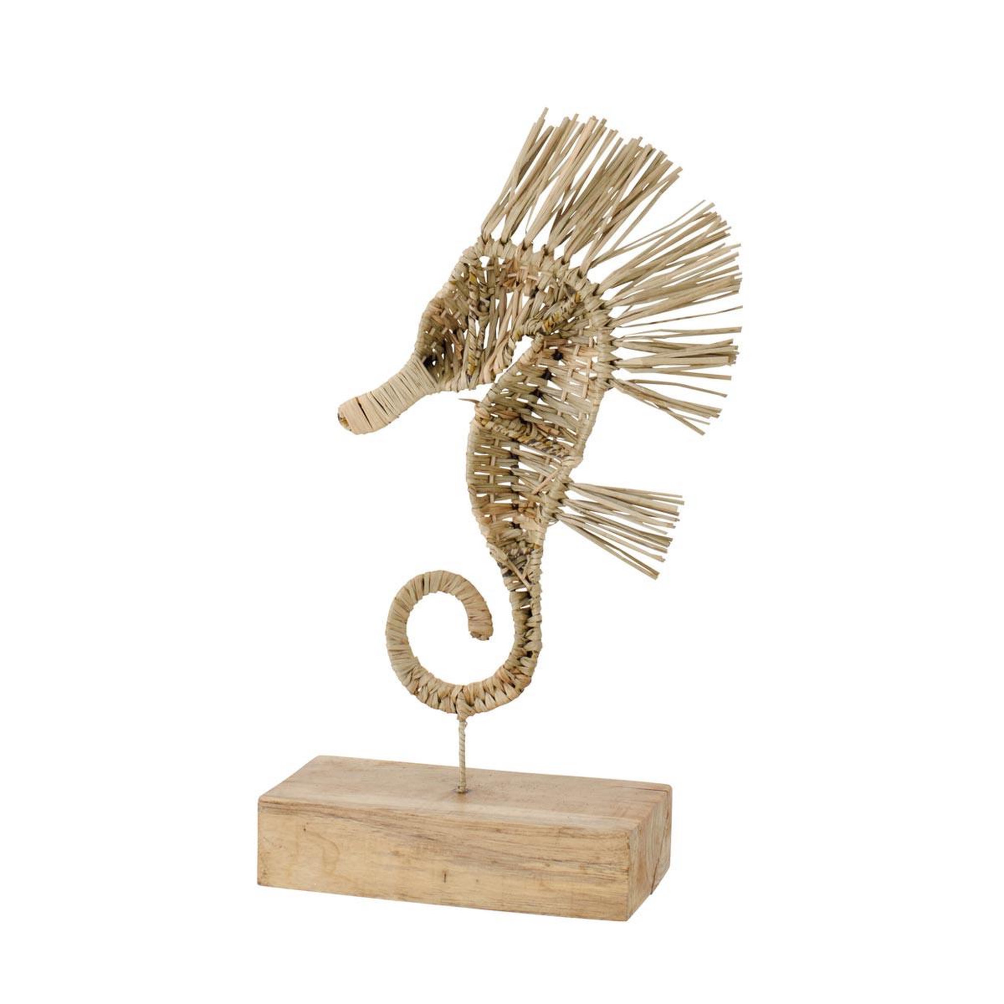 Voir la diapositive 2 : J-LINE Statue hippocampe herbe  nut  53cm naturel