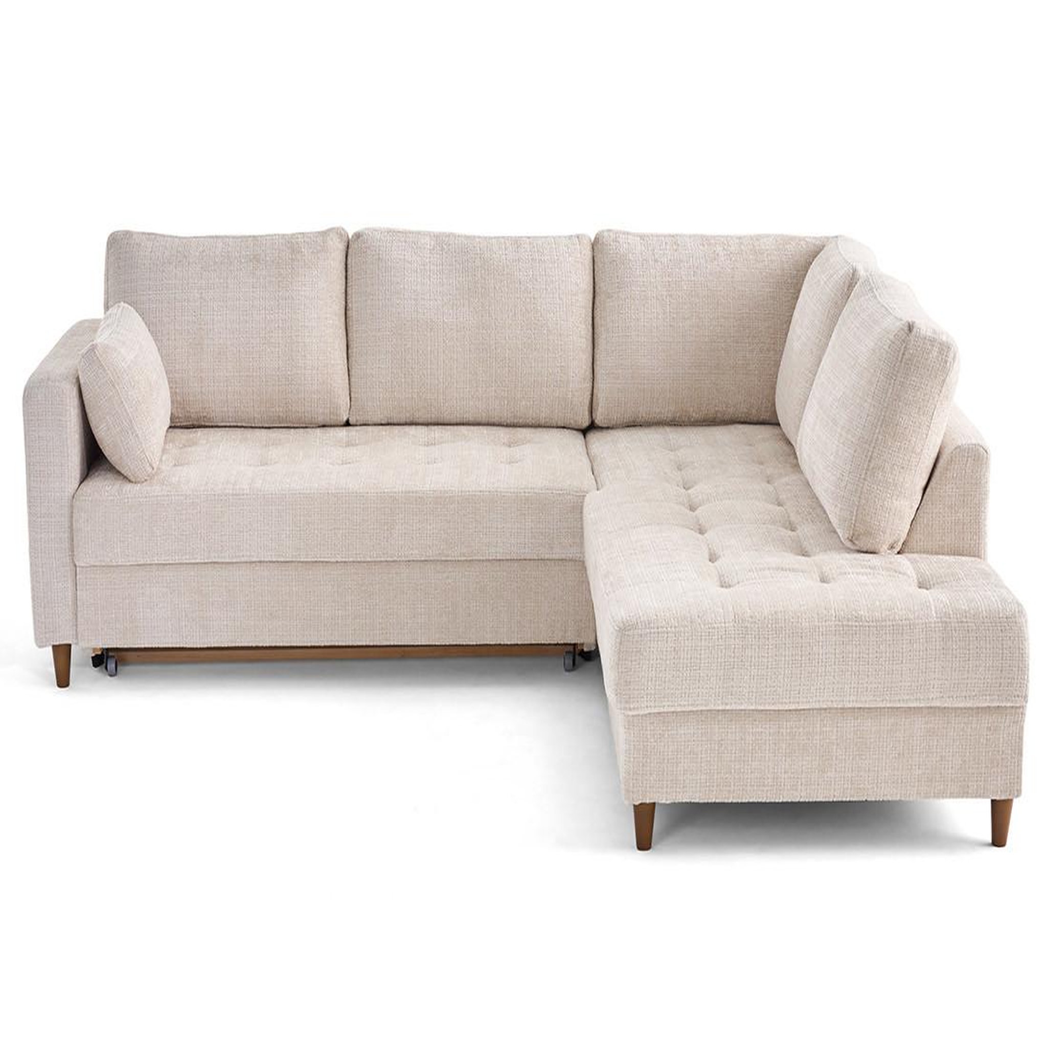 Voir la diapositive 1 : LISA DESIGN Anna - canapé d'angle droit 5 places convertible en velours texturé