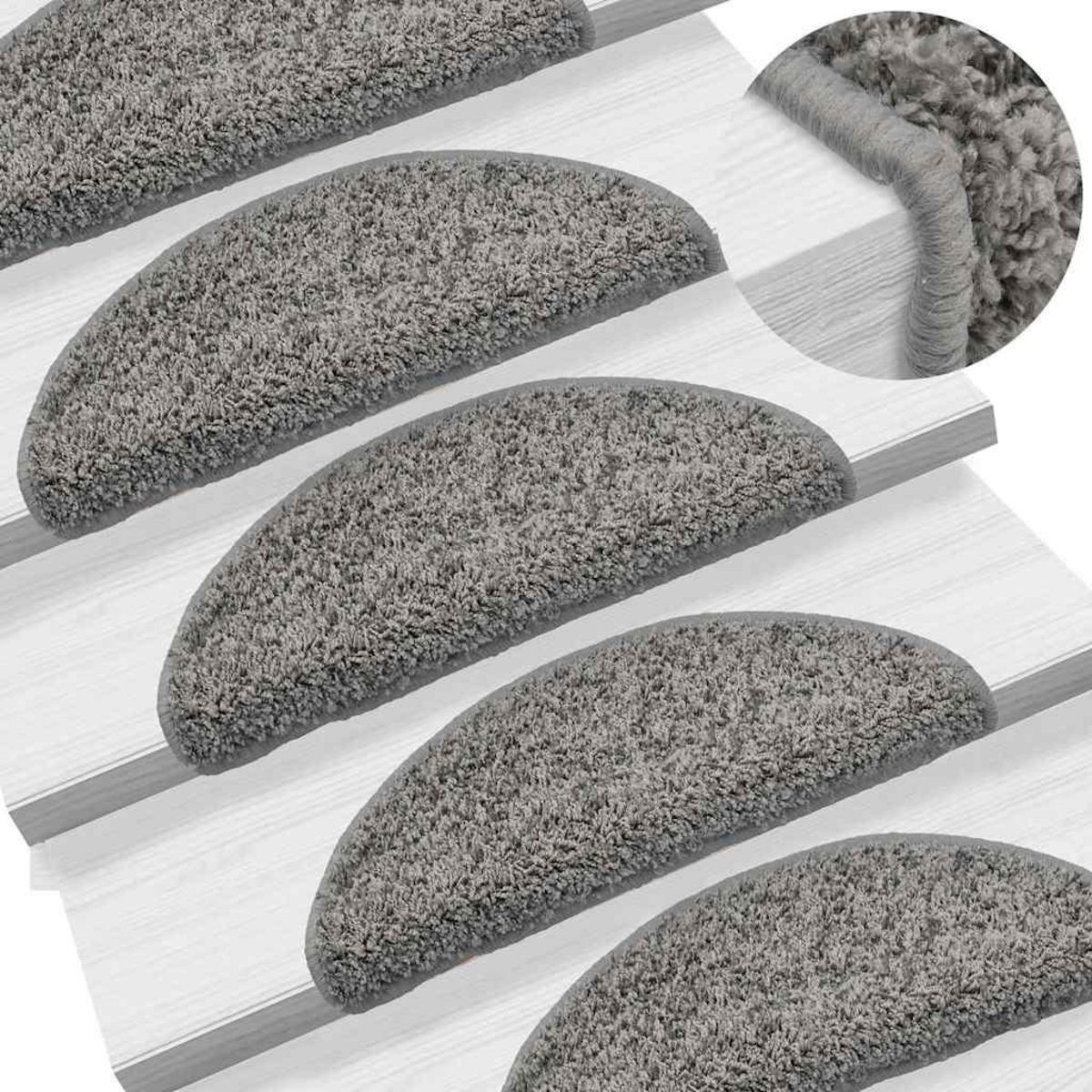 VIDAXL Tapis d'escalier 30 pcs gris 56x17x3 cm
