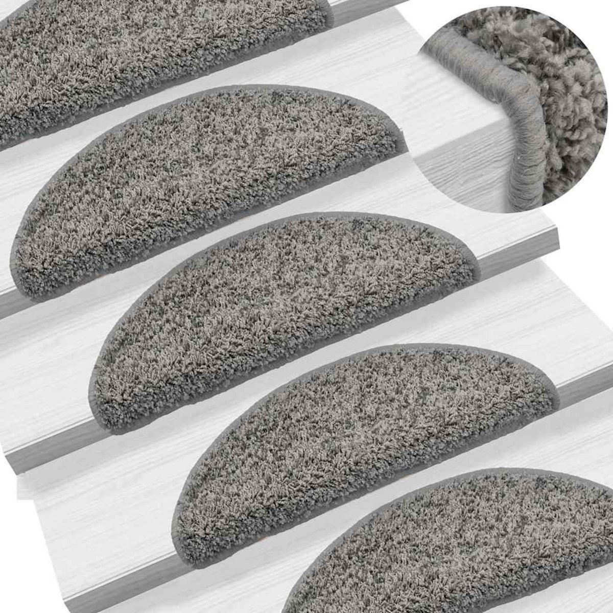 VIDAXL Tapis d'escalier 30 pcs gris 56x17x3 cm