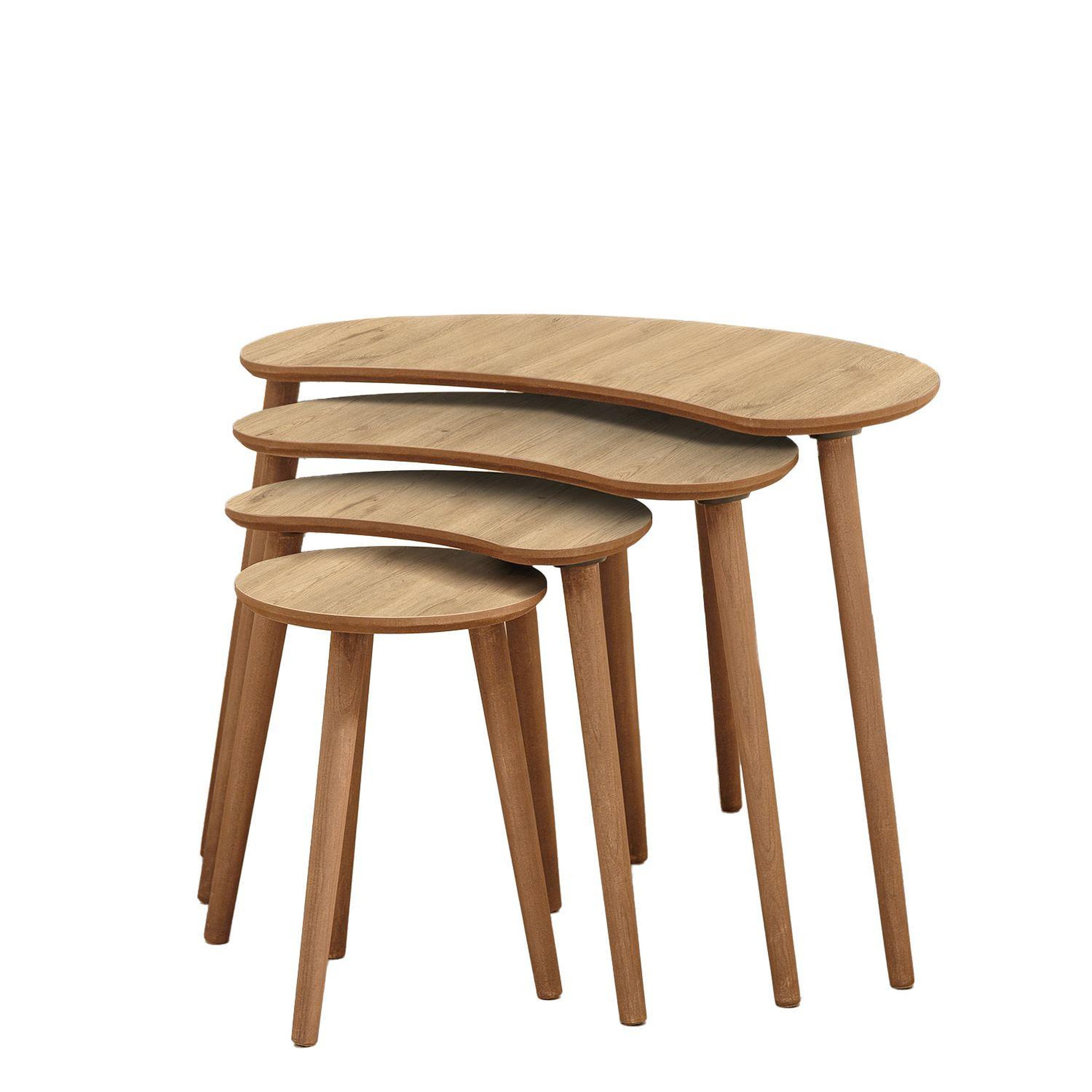 Habitat et Jardin Table gigogne (4 pièces) en bois  moon  40 x 75 x 55 cm - chêne