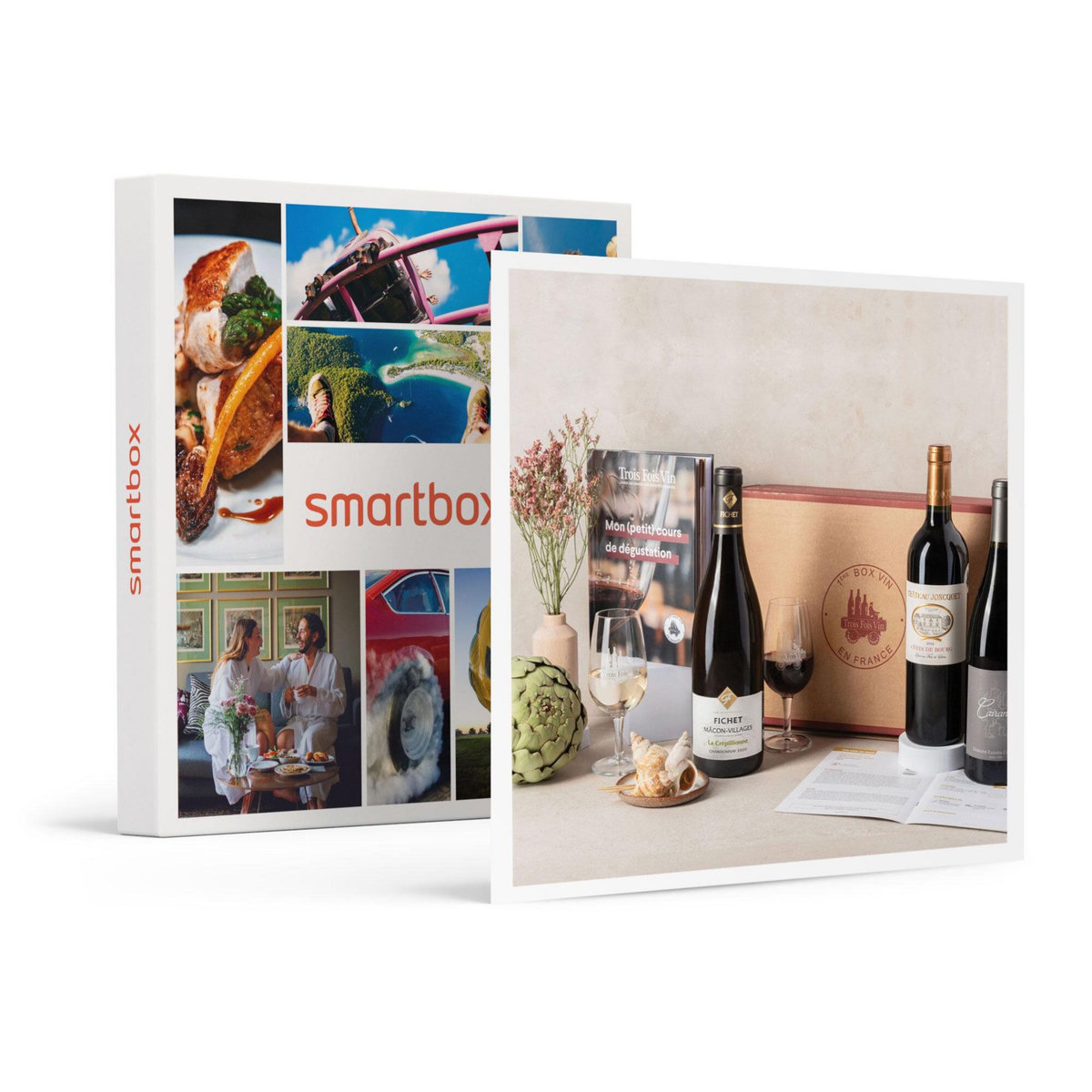 Smartbox Coffret de 3 bouteilles de vin et livre d'œnologie - Coffret Cadeau Gastronomie