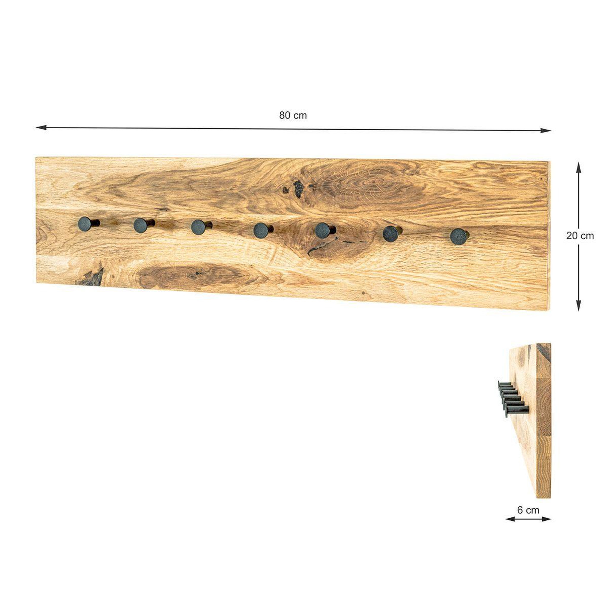 Voir la diapositive 4 : Paris Prix Patère murale 7 crochets  royal oak  80cm naturel