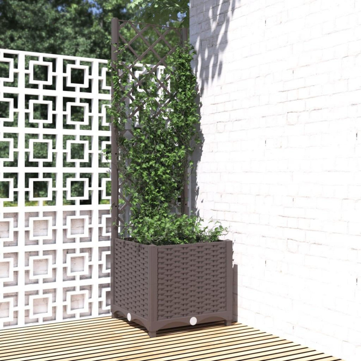 VIDAXL Jardiniere avec treillis Marron 40x40x136 cm PP