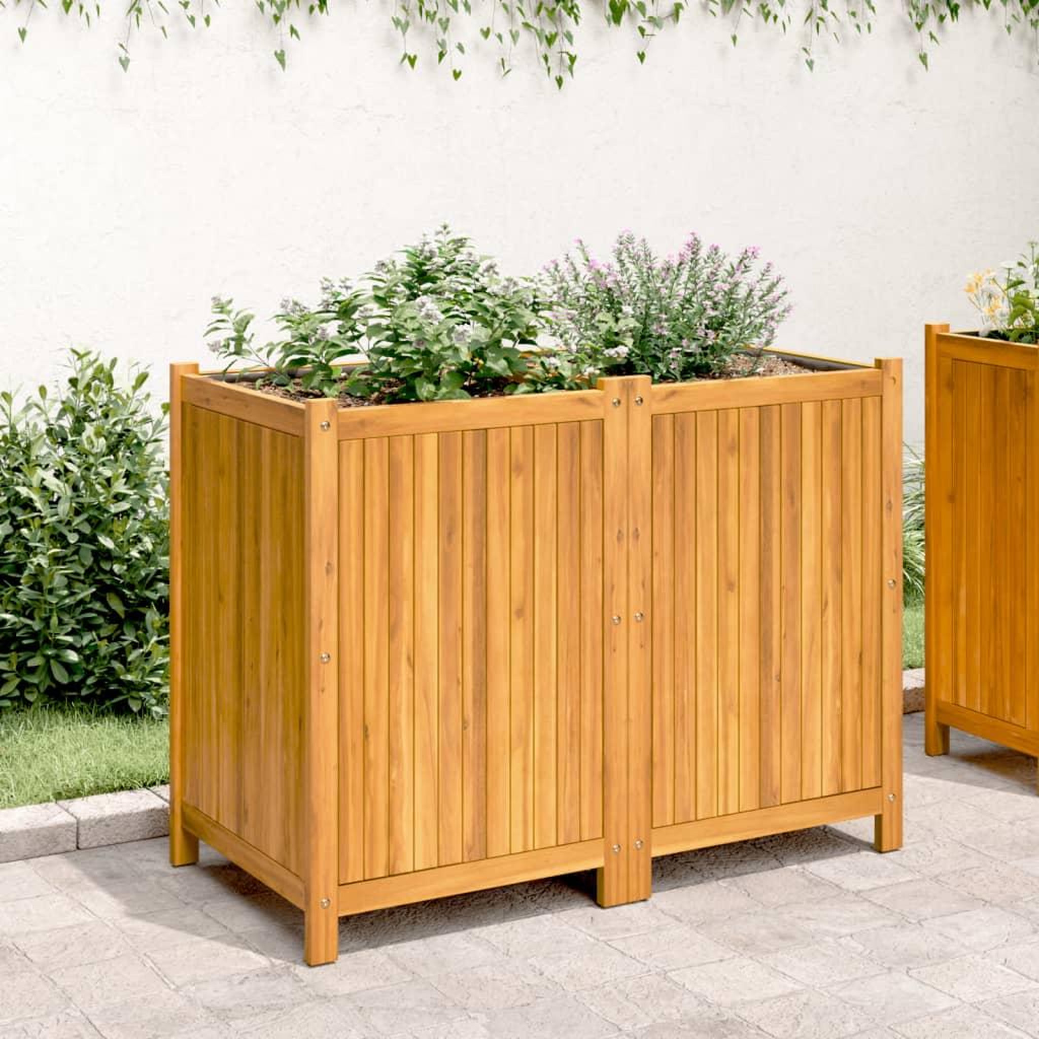 Voir la diapositive 3 : VIDAXL Jardiniere avec doublure 100x50x75 cm bois massif d'acacia