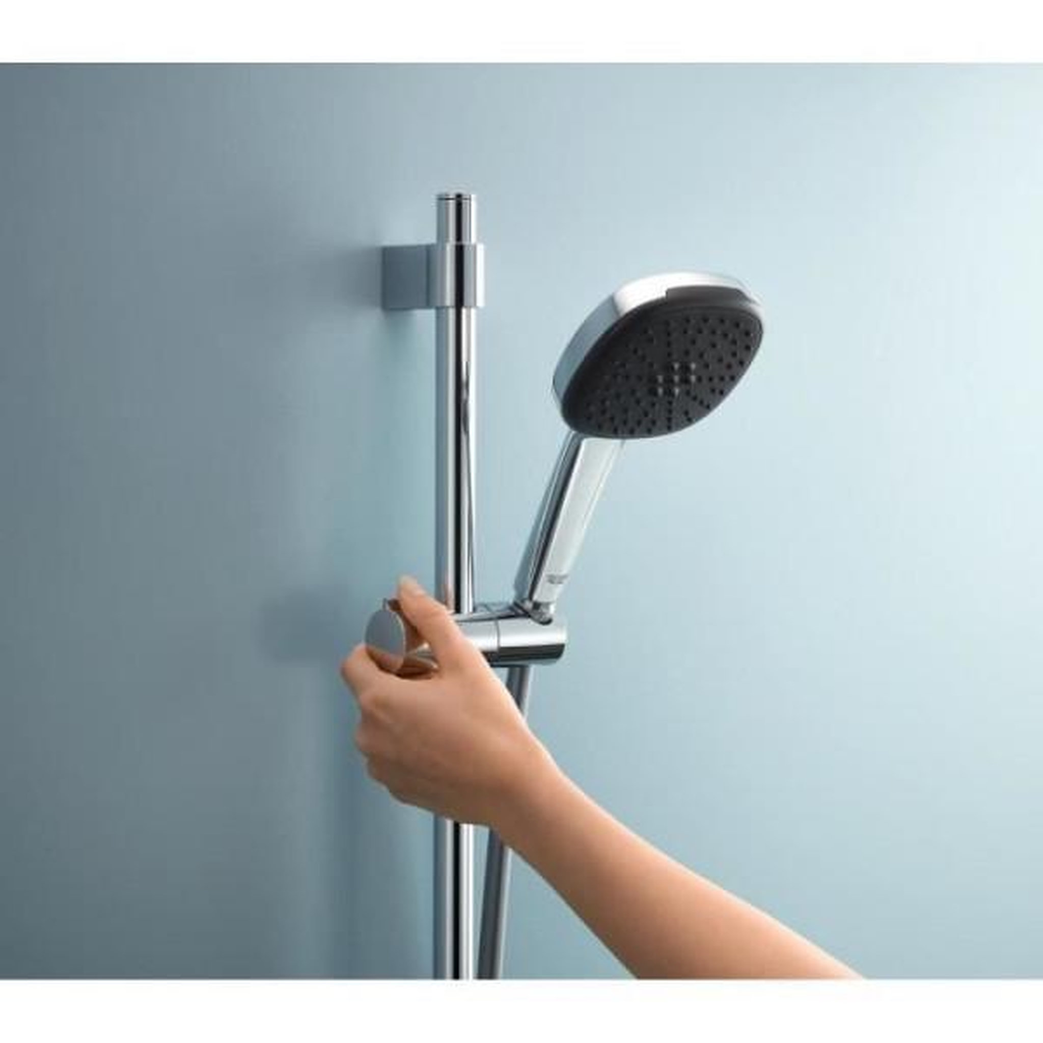 Voir la diapositive 2 : Grohe Ensemble de douche avec pommeau 3 jets, barre et flexible - GROHE Vitalio Comfort 110 26096001 - Sélection facile - Economie d'