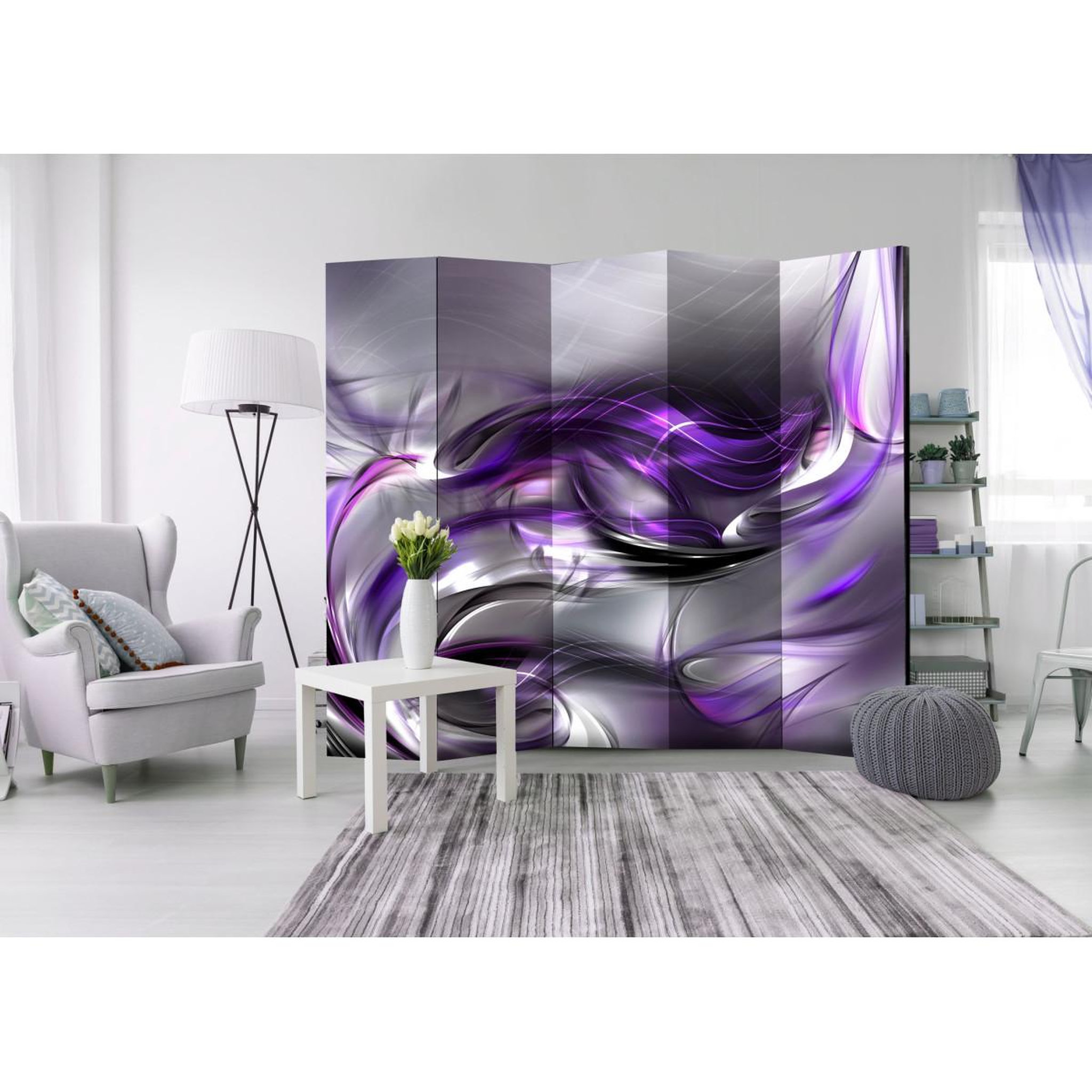 Voir la diapositive 2 : Paris Prix Paravent 5 volets  purple swirls  172x225cm