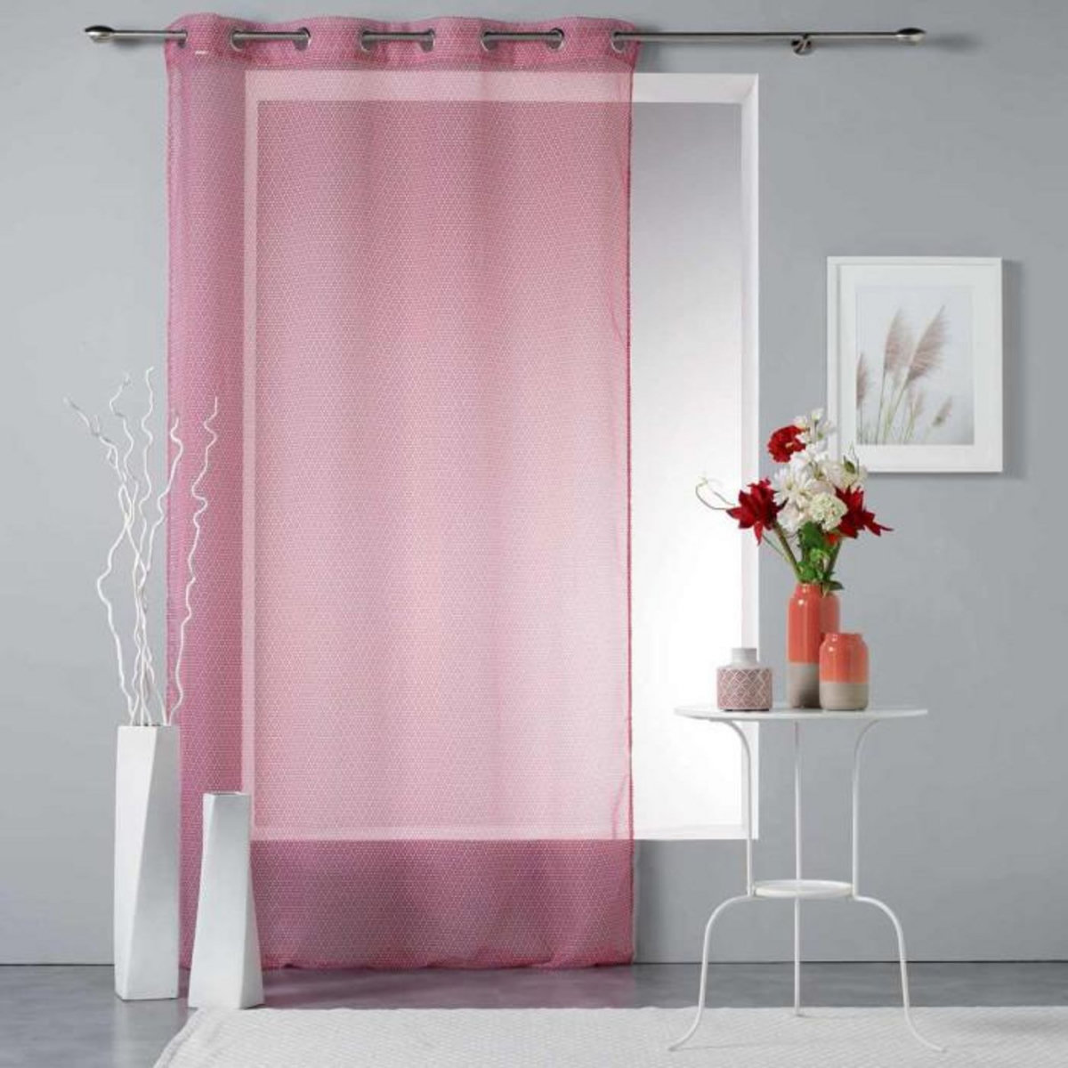 Paris Prix Rideau Voilage à Œillets  Stellaire  140x240cm Rouge