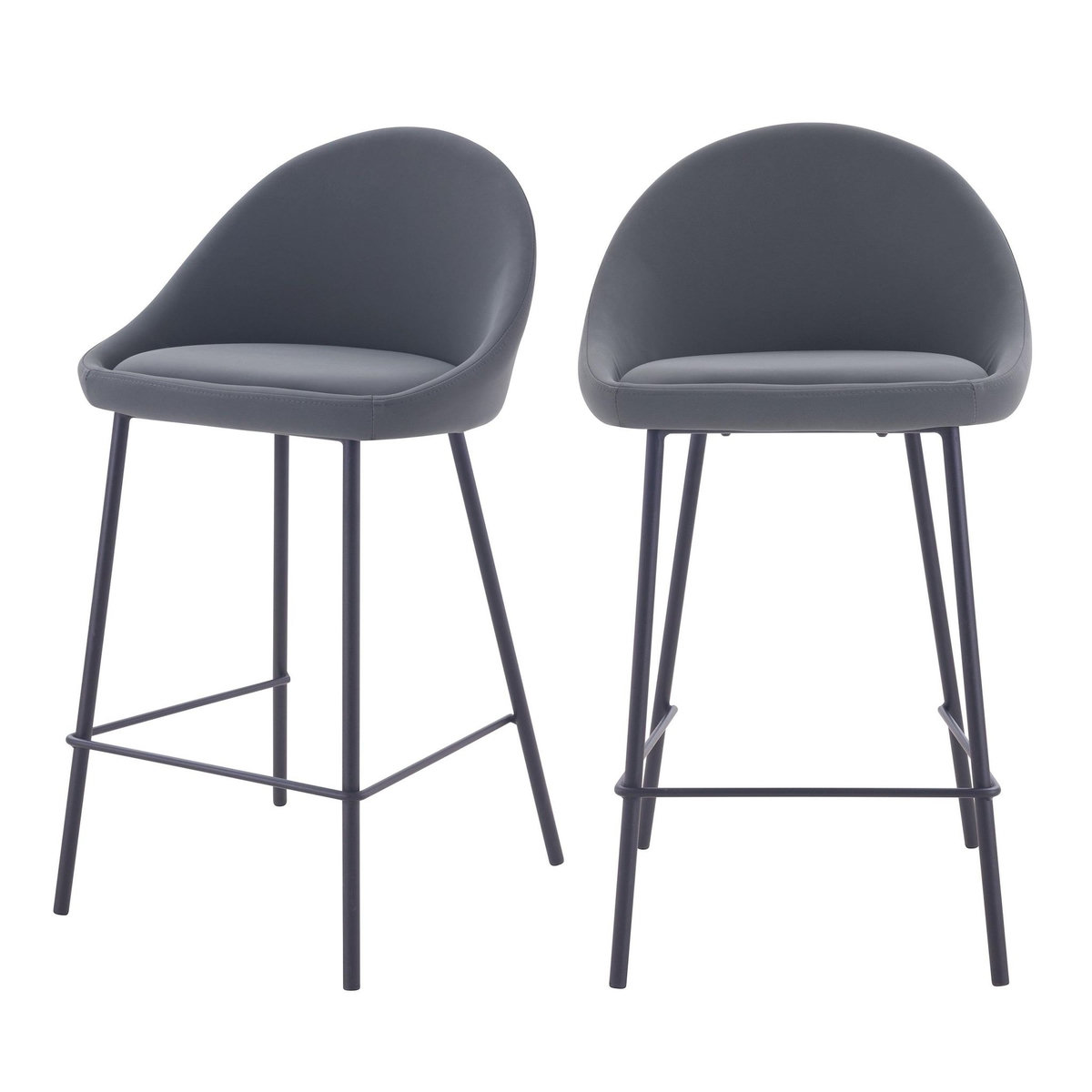 Rendez vous déco Lot de 2 chaises pour îlot central 65 cm en cuir synthétique cannelle - Misty