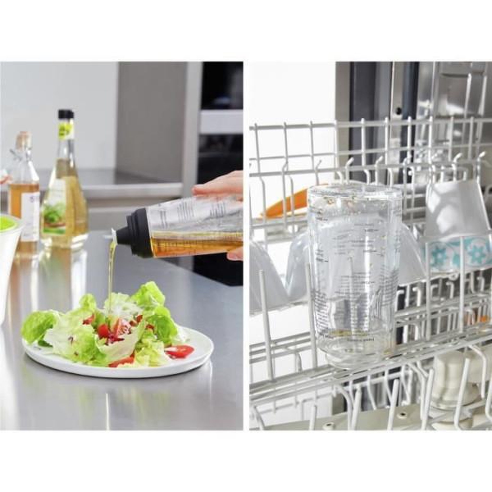 Voir la diapositive 4 : Leifheit Shaker a Vinaigrette Leifheit 3195, mélangeur vinaigrette gradué de 300 ml avec bec verseur anti-goutte, 5 recettes incluses