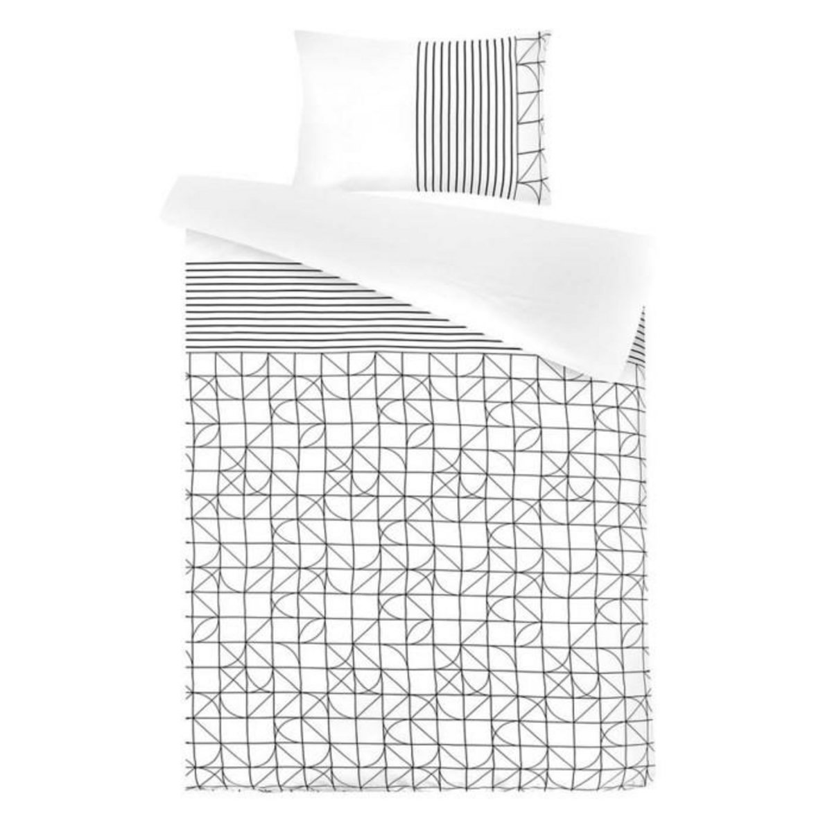 Paris Prix Parure de Lit 2 Pièces  Kennedy  140x200cm Blanc & Noir