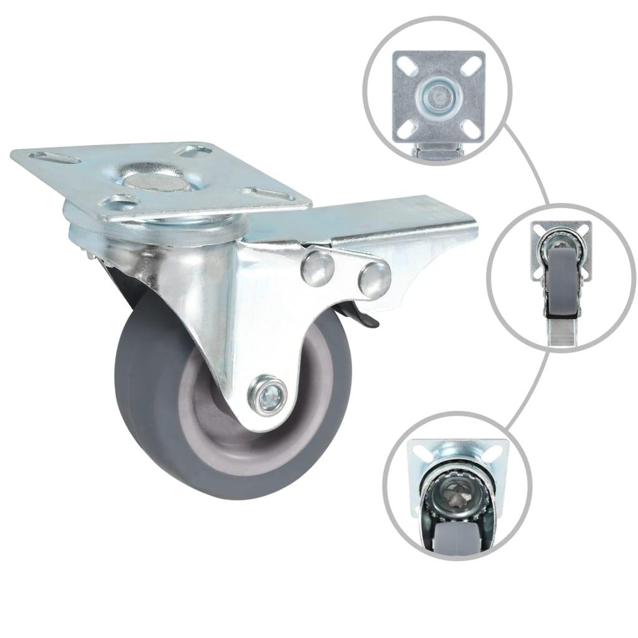Voir la diapositive 2 : VIDAXL Roulettes pivotantes avec frein double 4 pcs 50 mm