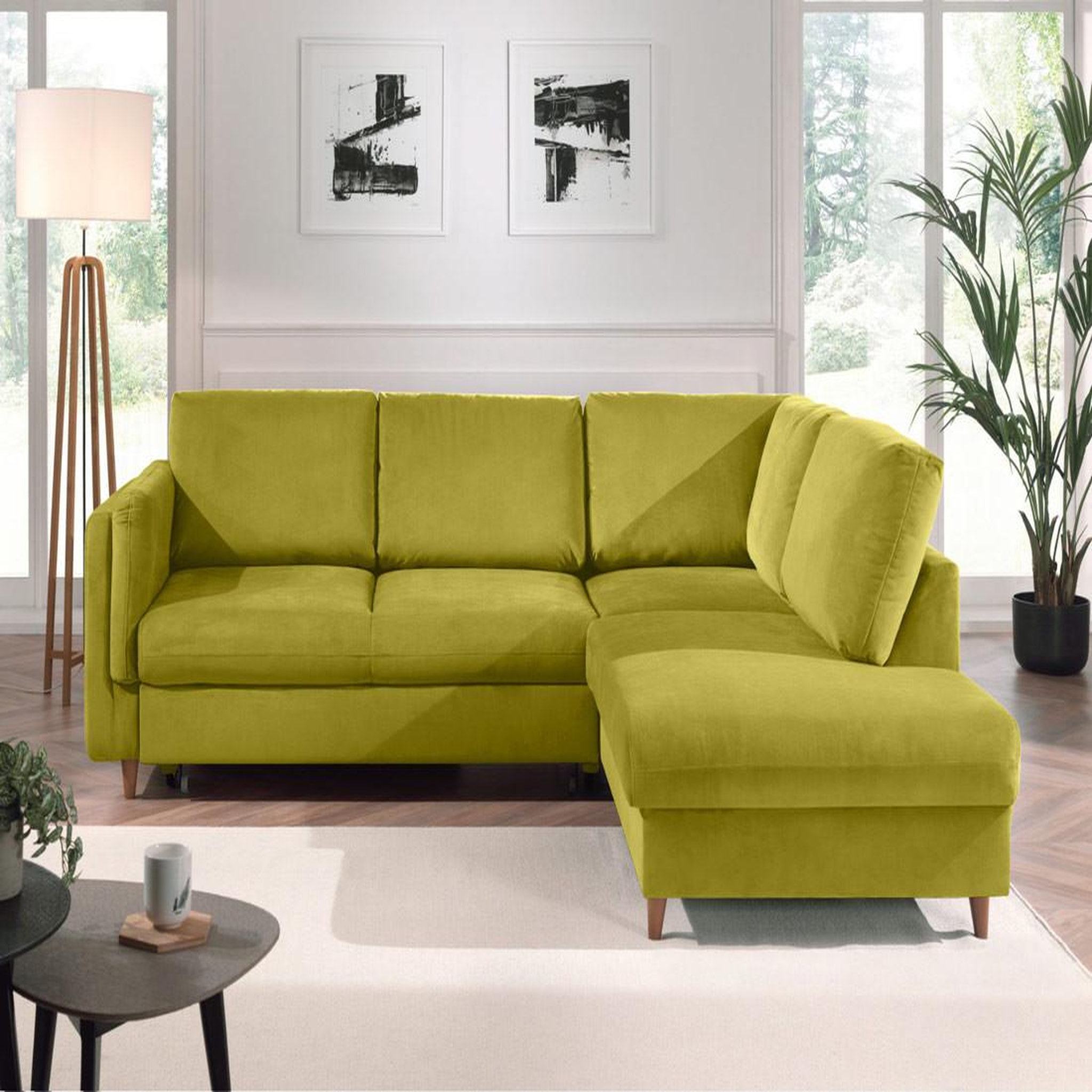 Voir la diapositive 5 : BEST MOBILIER Brooke - canapé d'angle droit - convertible - 5 places - en velours