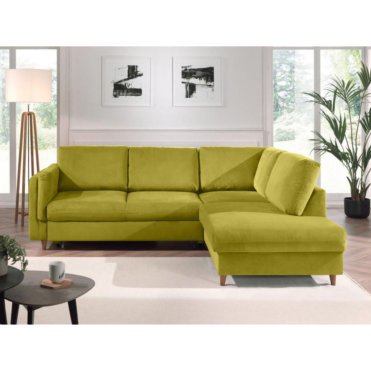 LISA DESIGN Brooke - canapé d'angle droit - convertible - 5 places - en velours