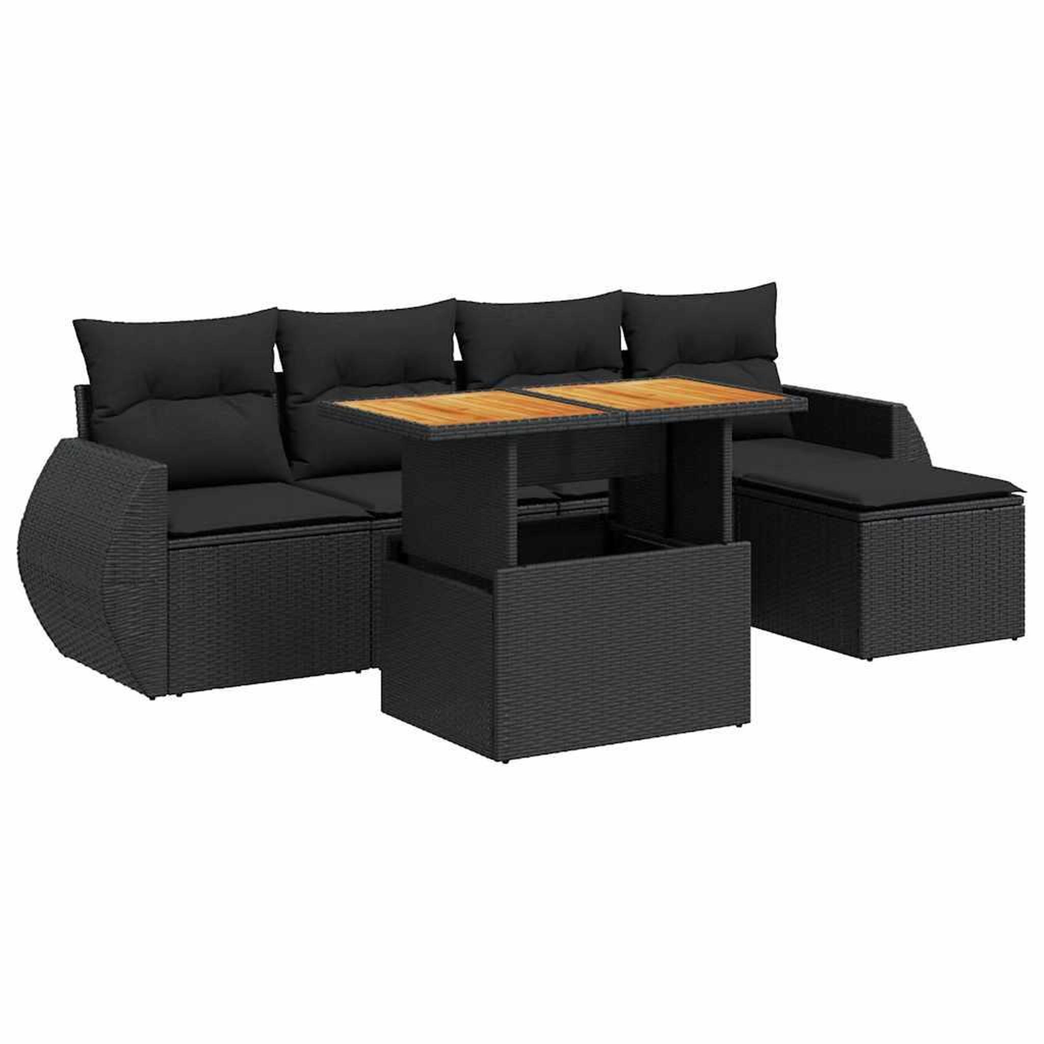 Voir la diapositive 2 : VIDAXL Salon de jardin 6 pcs avec coussins noir resine tressee