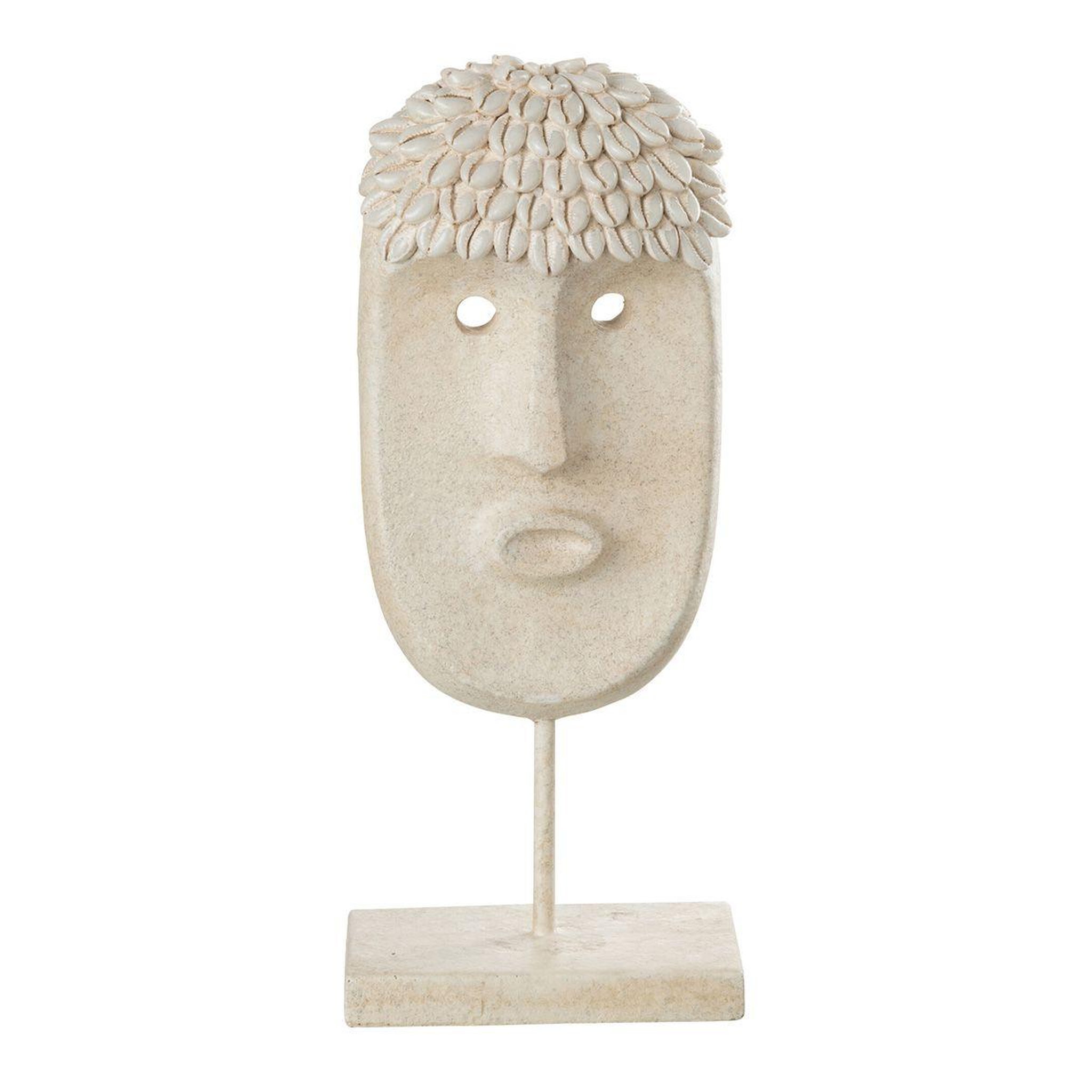 Voir la diapositive 1 : J-LINE Statue déco  masque ethnique  34cm beige