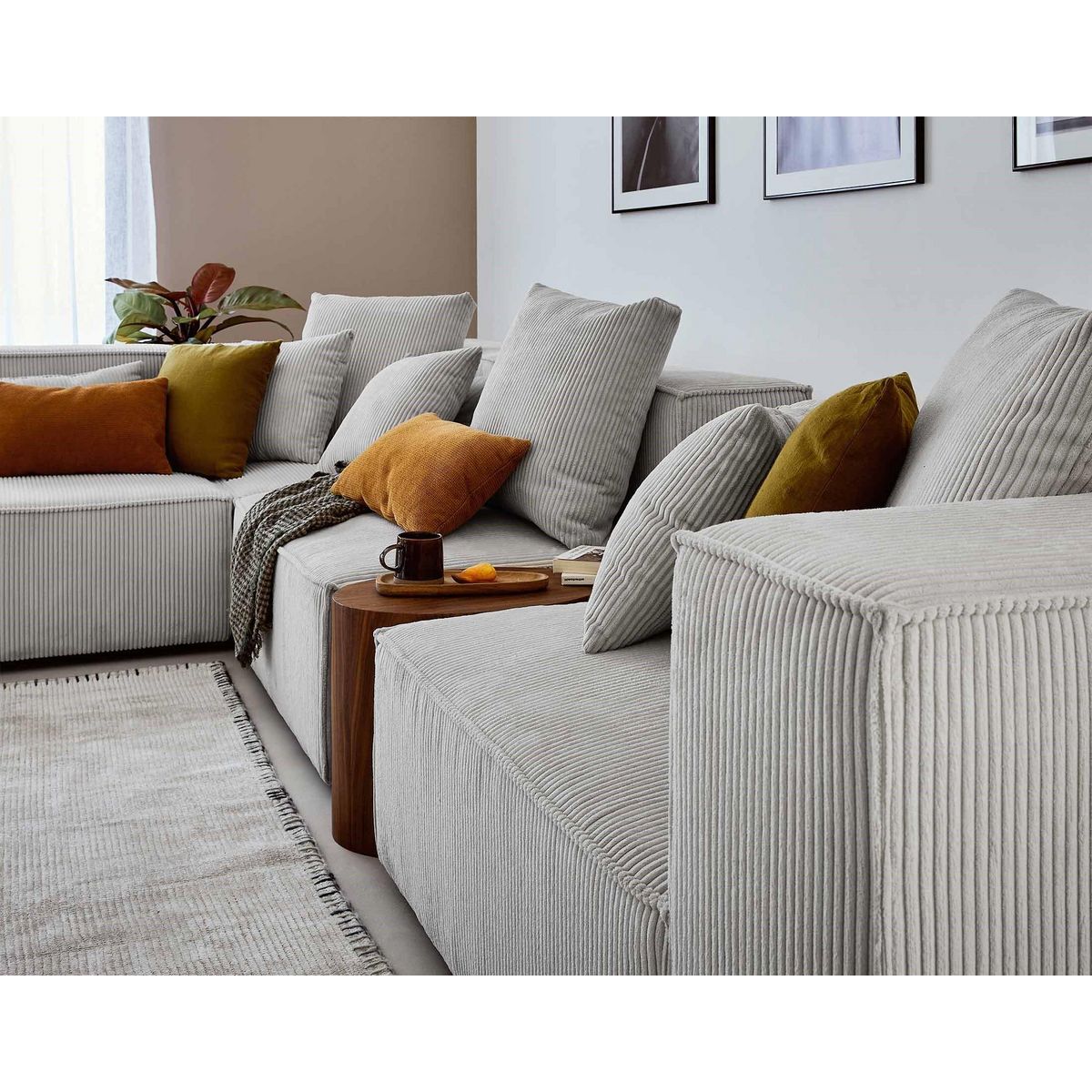 LISA DESIGN Colombine - canapé modulable d'angle gauche - 6 places - en velours côtelé