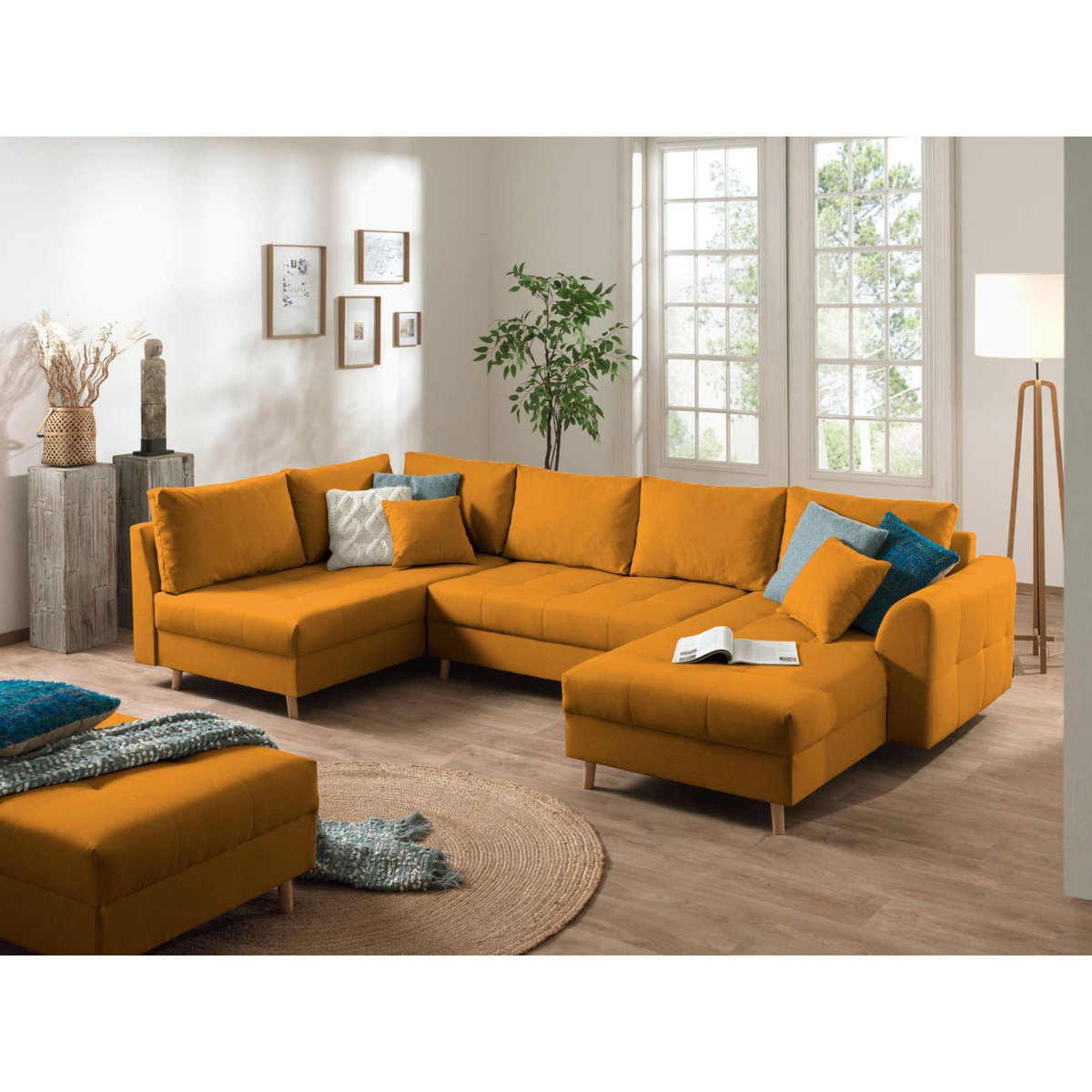 LISA DESIGN Rune - canapé panoramique avec pouf d'appoint - 7 places - style scandinave - gauche