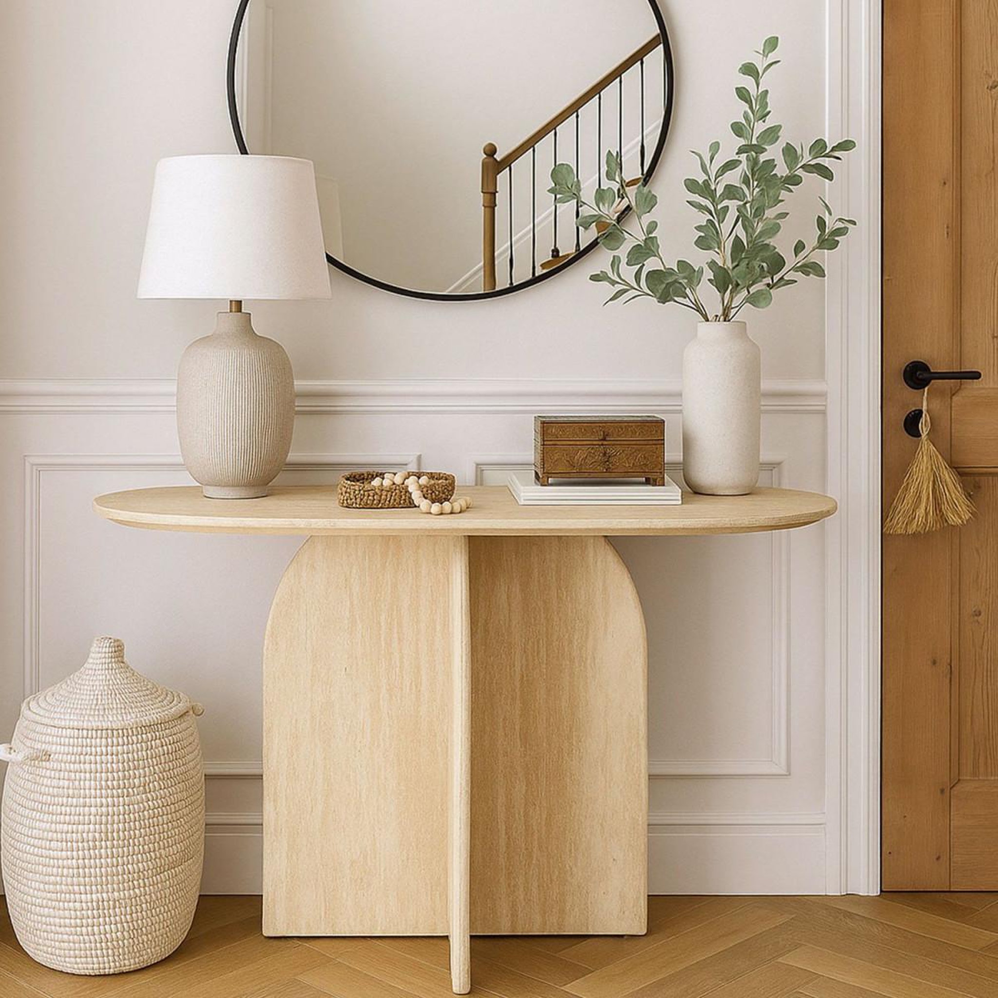 Voir la diapositive 4 : Paris Prix Console design effet travertin  catrina  120cm beige