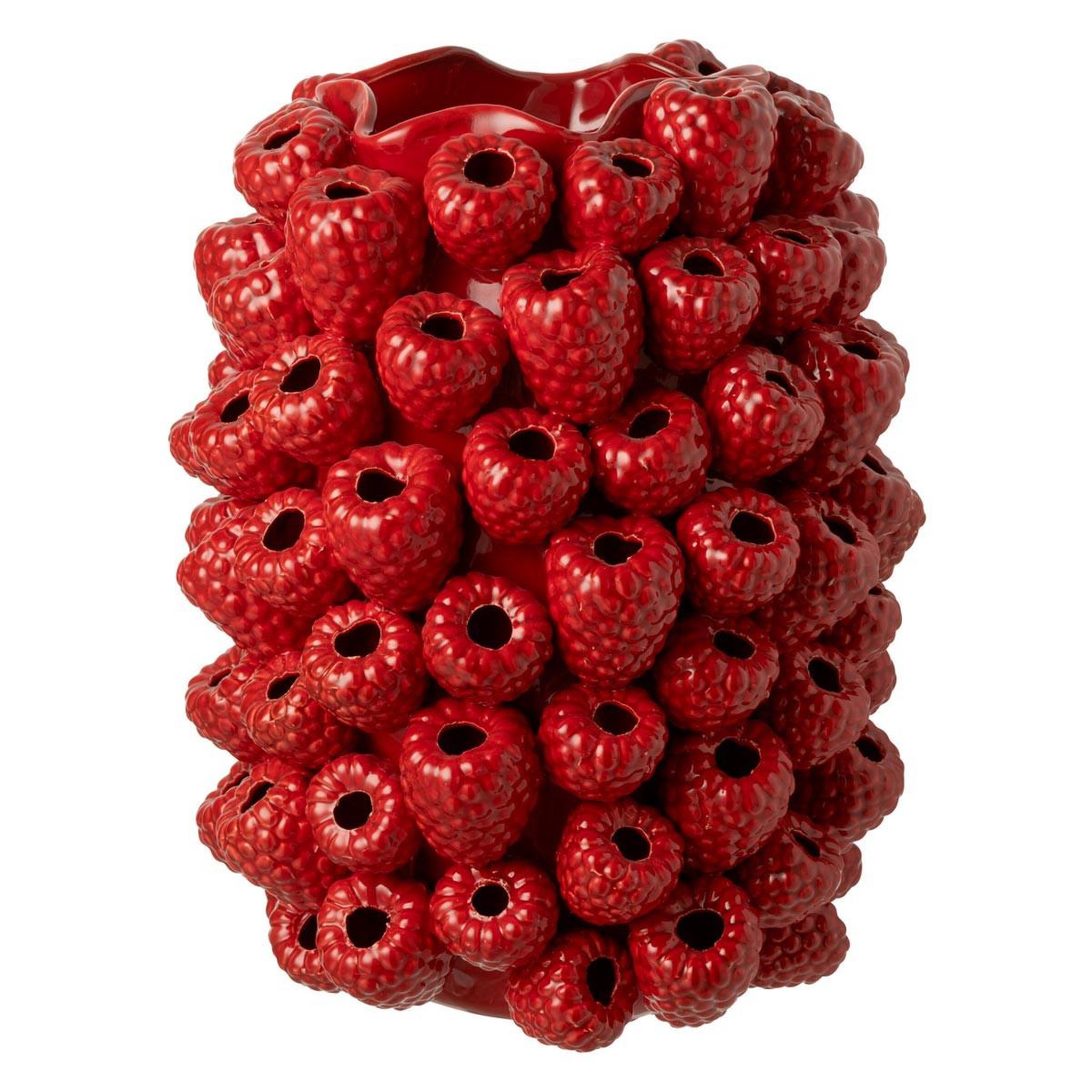 J-LINE Vase déco en argile  berry  45cm rouge