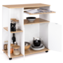 Voir la diapositive 4 : ID MARKET Desserte de cuisine COSI bois blanc et plateaux façon hêtre L.76 CM