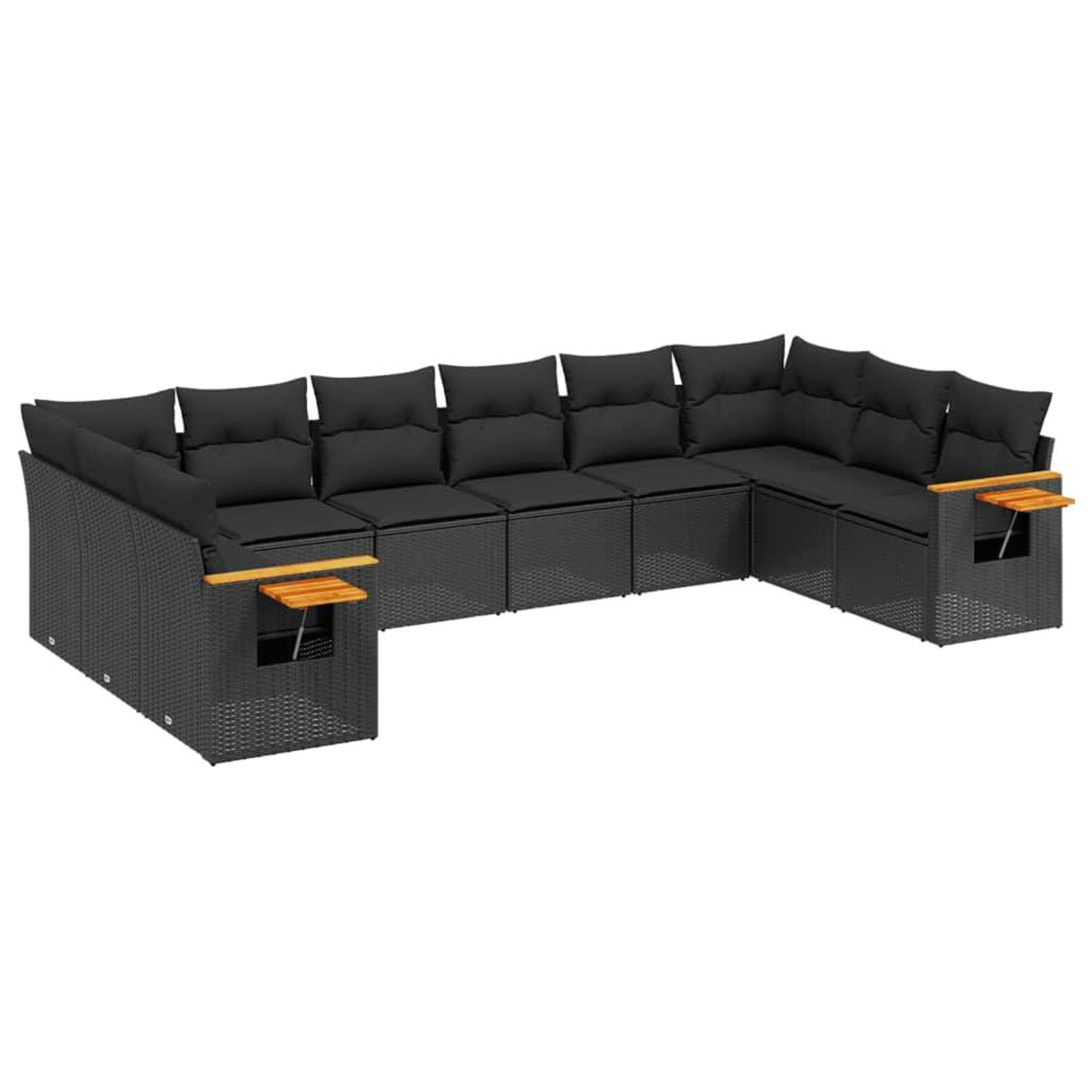 Voir la diapositive 2 : VIDAXL Salon de jardin 10 pcs avec coussins noir resine tressee