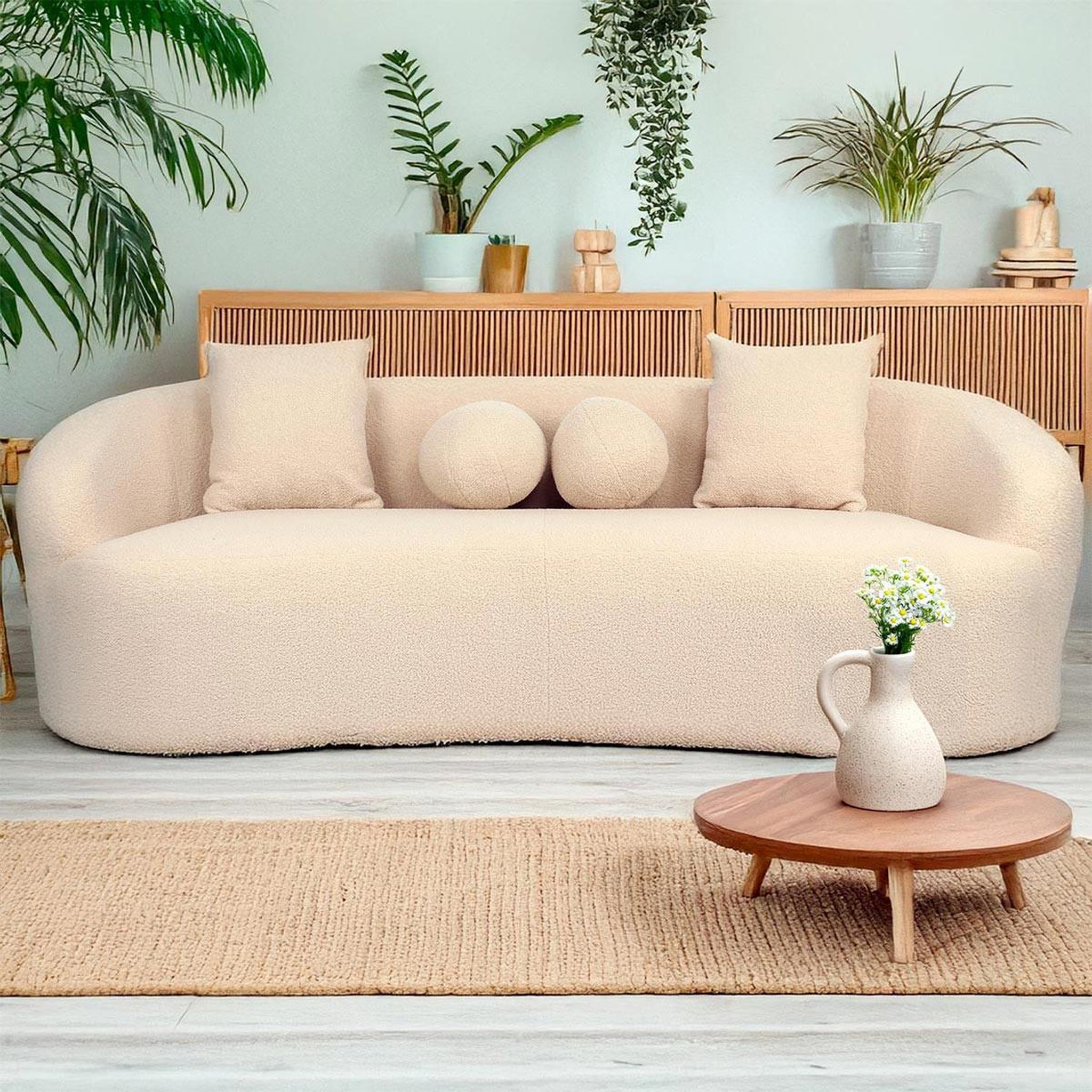 Voir la diapositive 5 : Paris Prix Canapé 4 places en tissu bouclette  brett  215cm beige