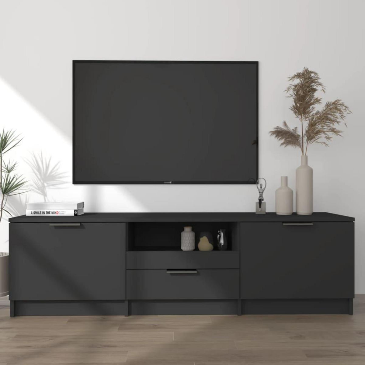 VIDAXL Meuble TV Noir 140x35x40 cm Bois d'ingenierie