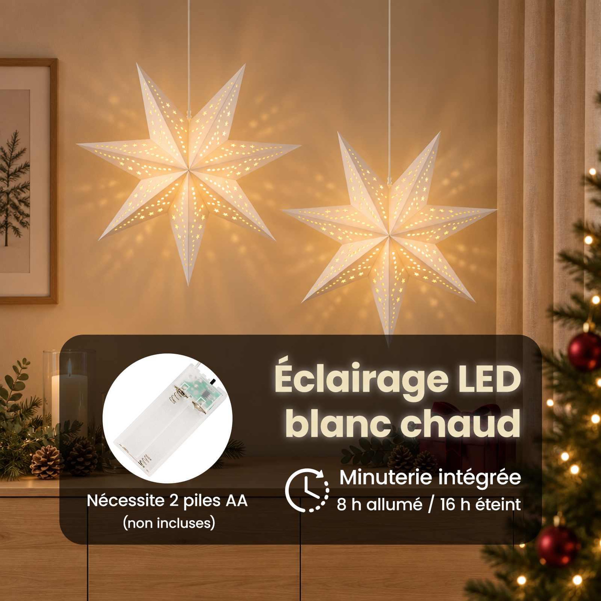 Voir la diapositive 4 : VIDAXL Eclairage de Noël RAAHE 2 pc 10 LED Blanc chaud 60 x 6 x 60 cm