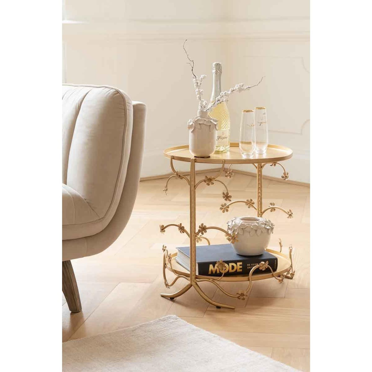 Paris Prix Table d'Appoint en Métal  Curama  49cm Or