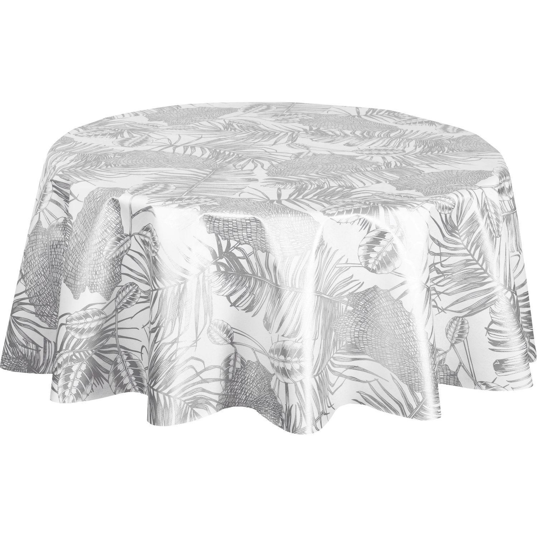HABITABLE Nappe ronde en toile cirée nacrée VITALI - Diam. 150 cm - Blanc