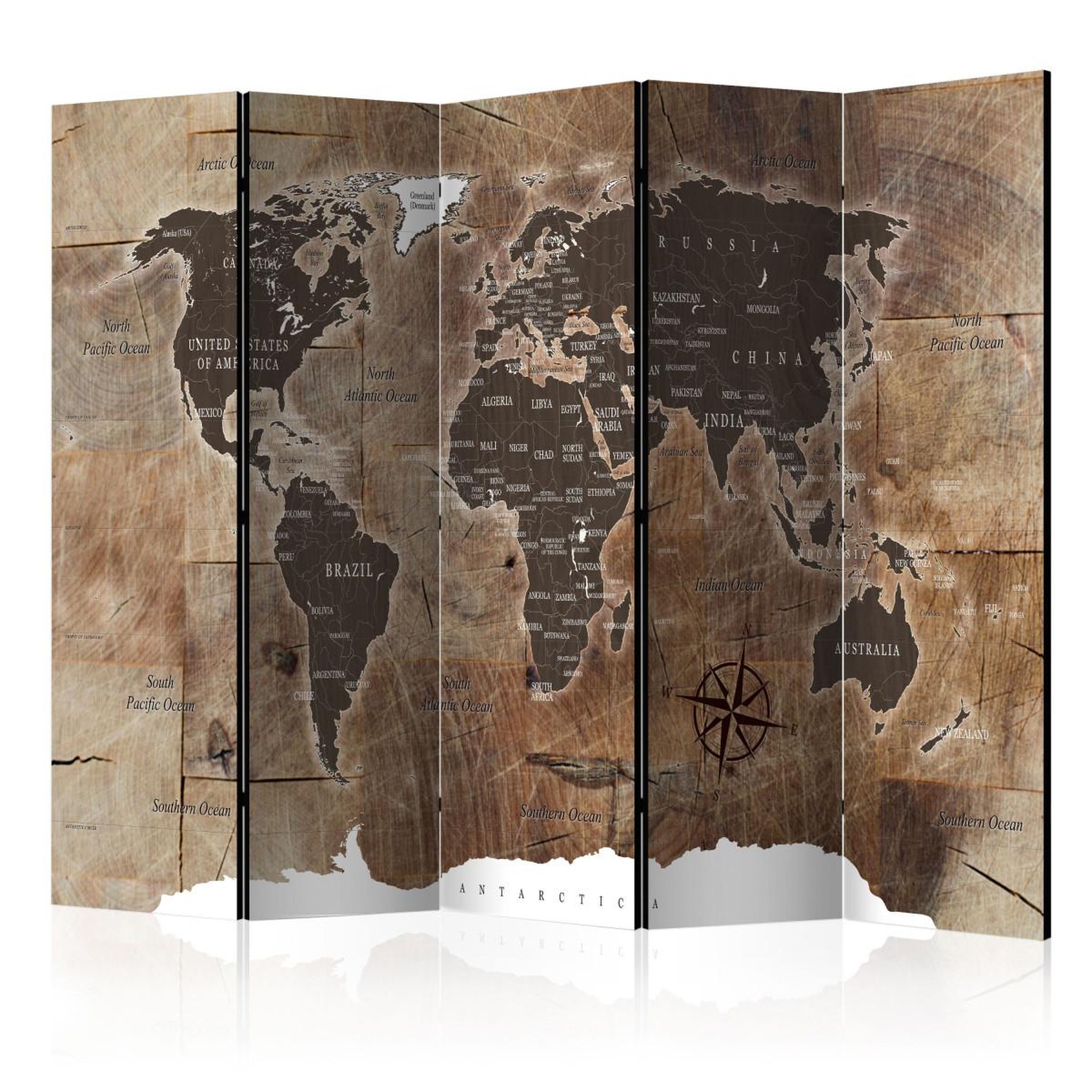Paris Prix Paravent 5 volets   map on the wood  172x225cm