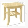 Voir la diapositive 3 : HOMCOM Tabouret de douche - étagère, porte-serviettes - dim. 42L x 29l x 43H cm - bambou verni