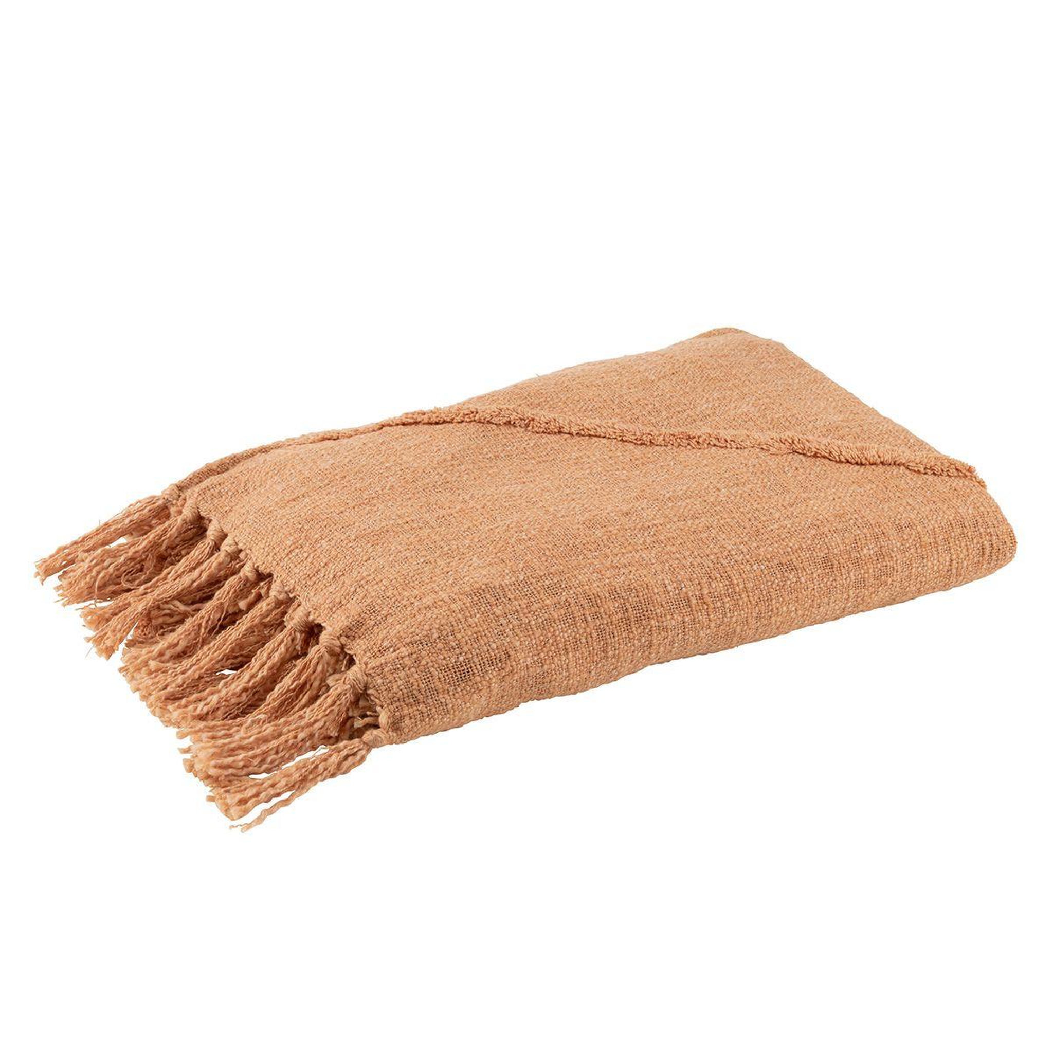 J-LINE Jeté de lit pompons  amalia  56x190cm corail