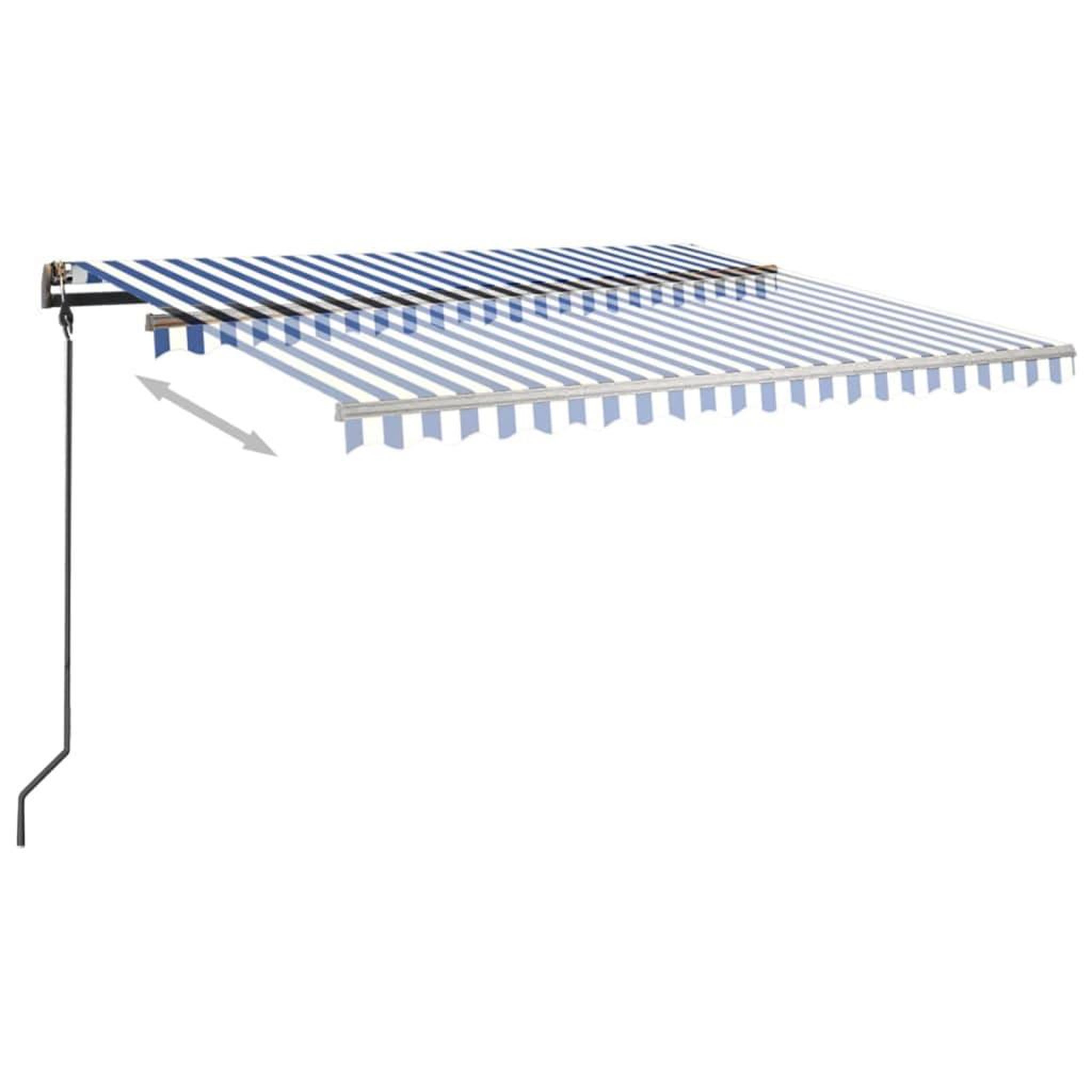 Voir la diapositive 4 : VIDAXL Auvent manuel retractable avec poteaux 4,5x3 m Bleu et blanc