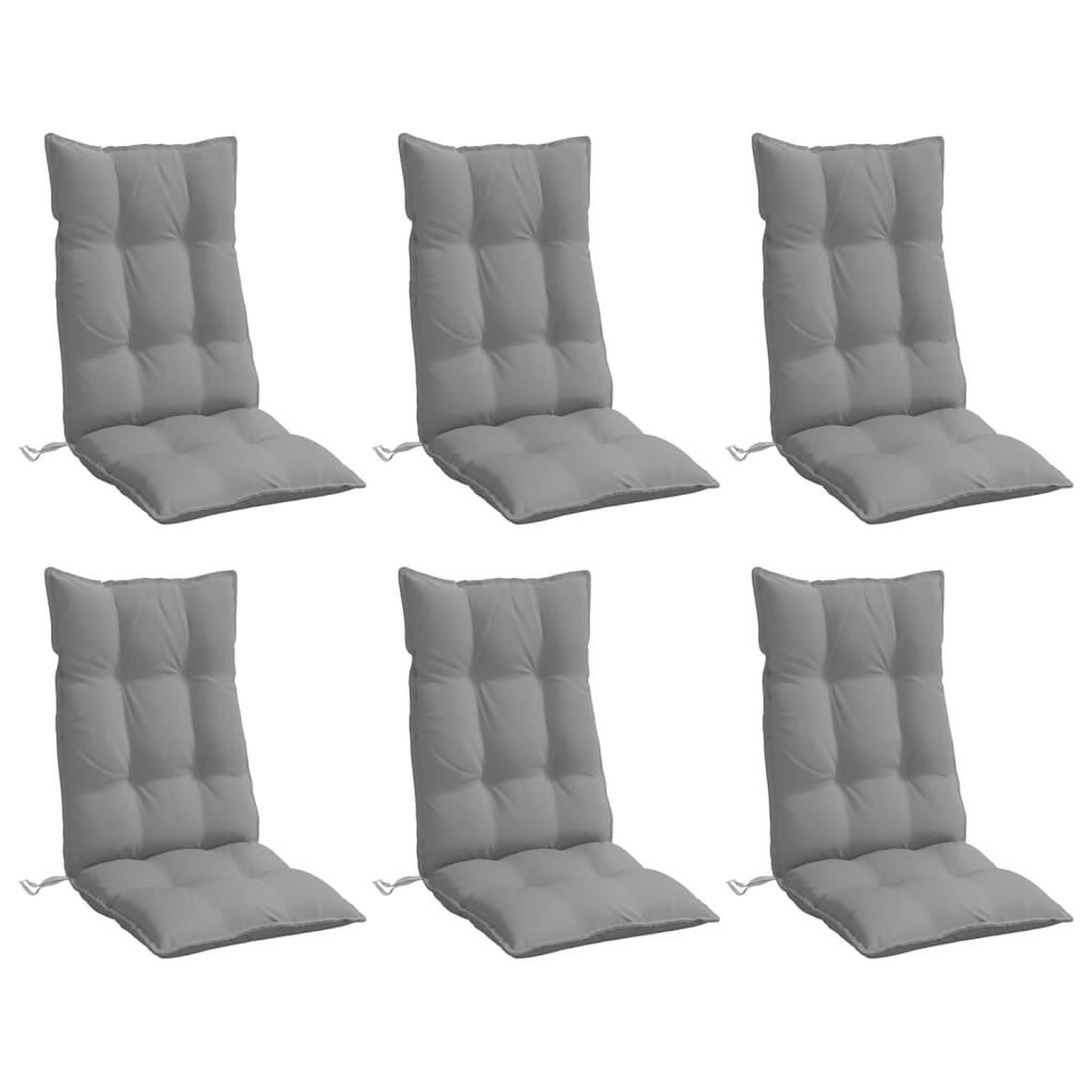 Voir la diapositive 3 : VIDAXL Coussins de chaise a dossier haut lot de 6 gris tissu oxford