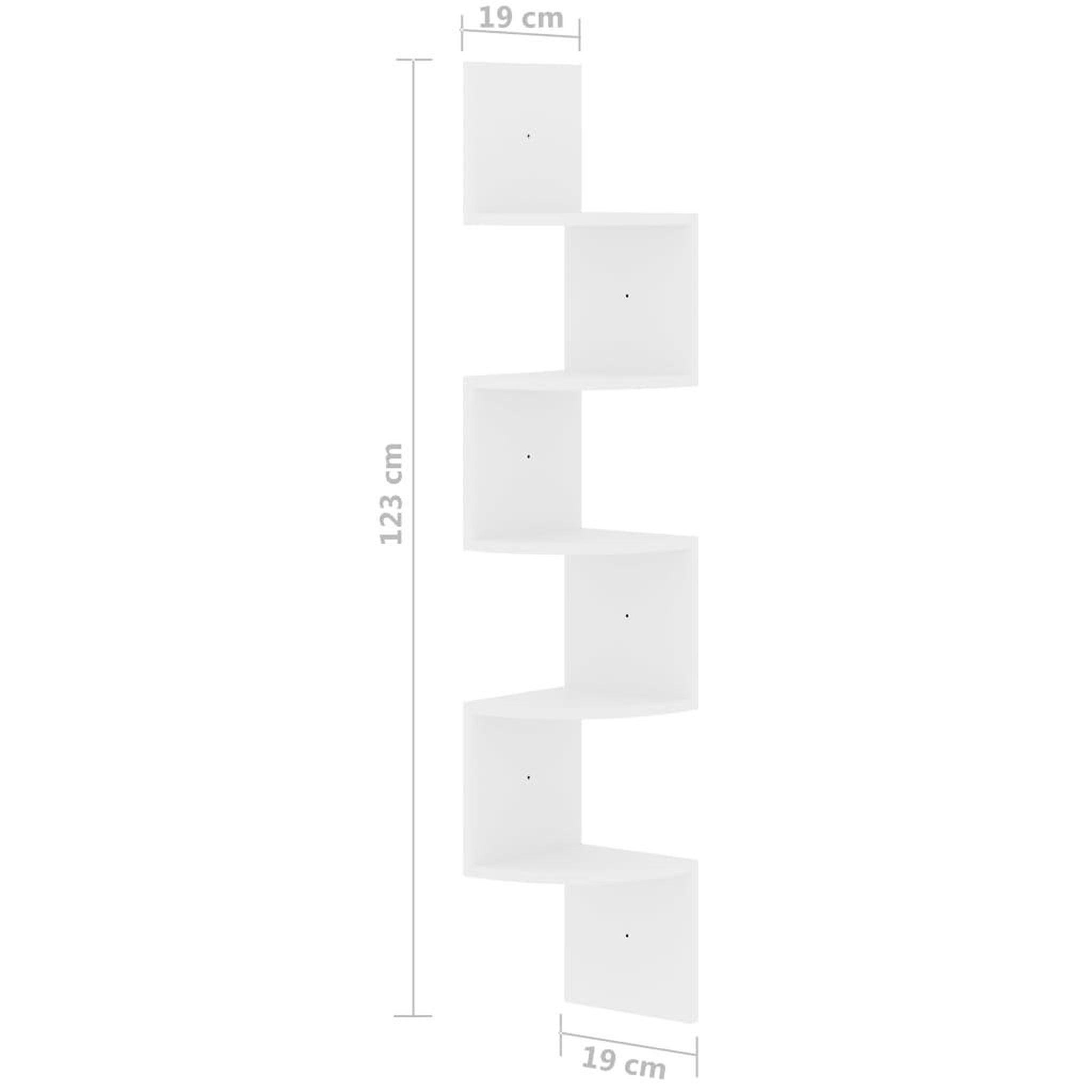 Voir la diapositive 6 : VIDAXL Etagere d'angle murale blanc brillant 19x19x123 cm