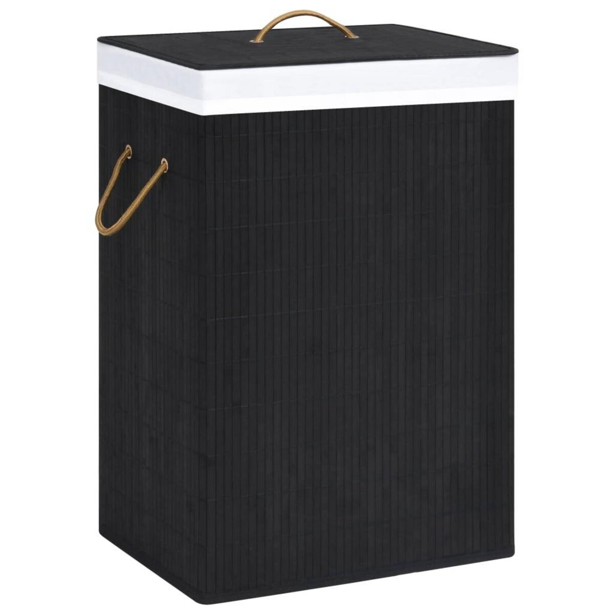 VIDAXL Panier a linge avec 2 sections bambou noir 72 L