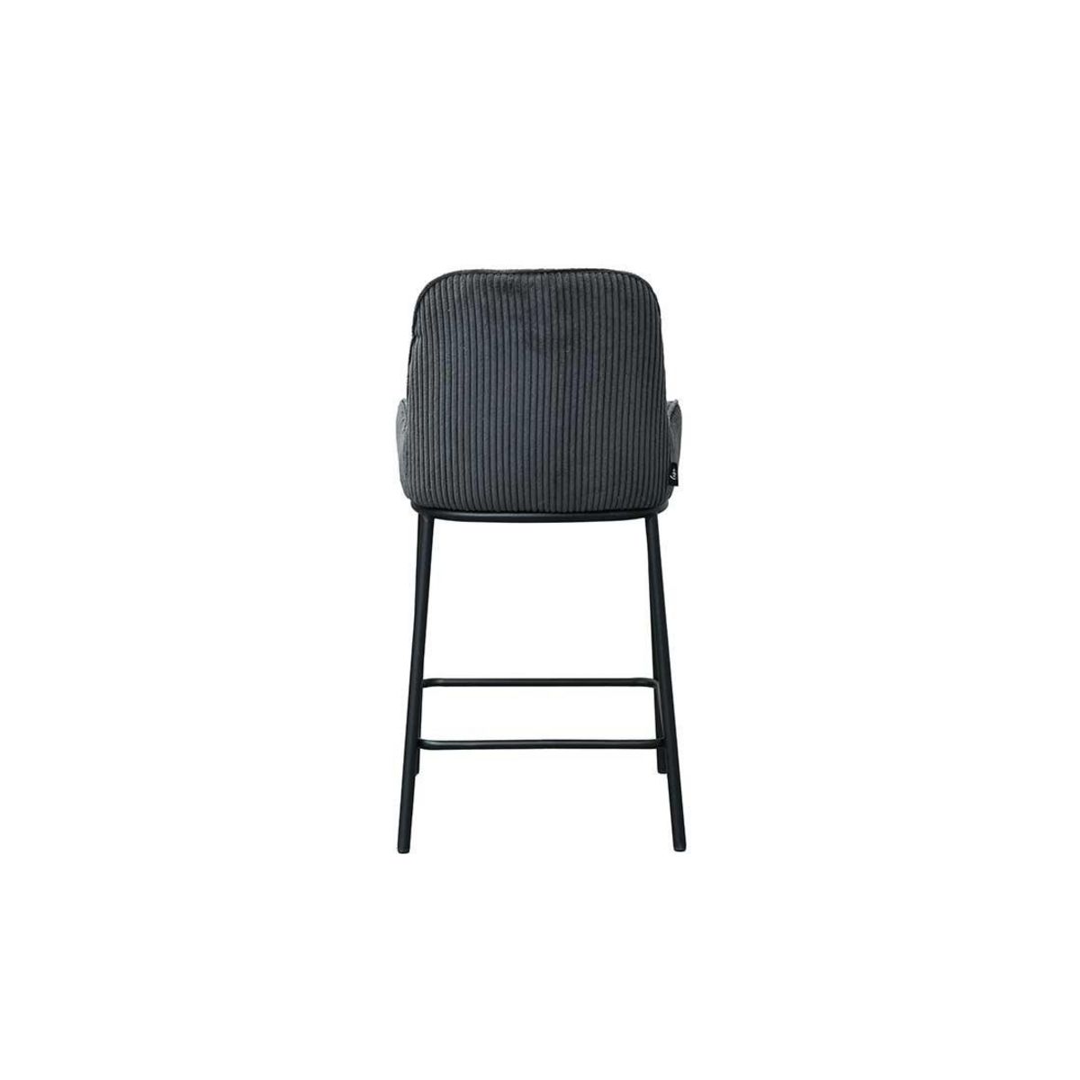 LISA DESIGN Salinas - lot de 2 chaises de bar - en velours côtelé - gris anthracite - h65 cm